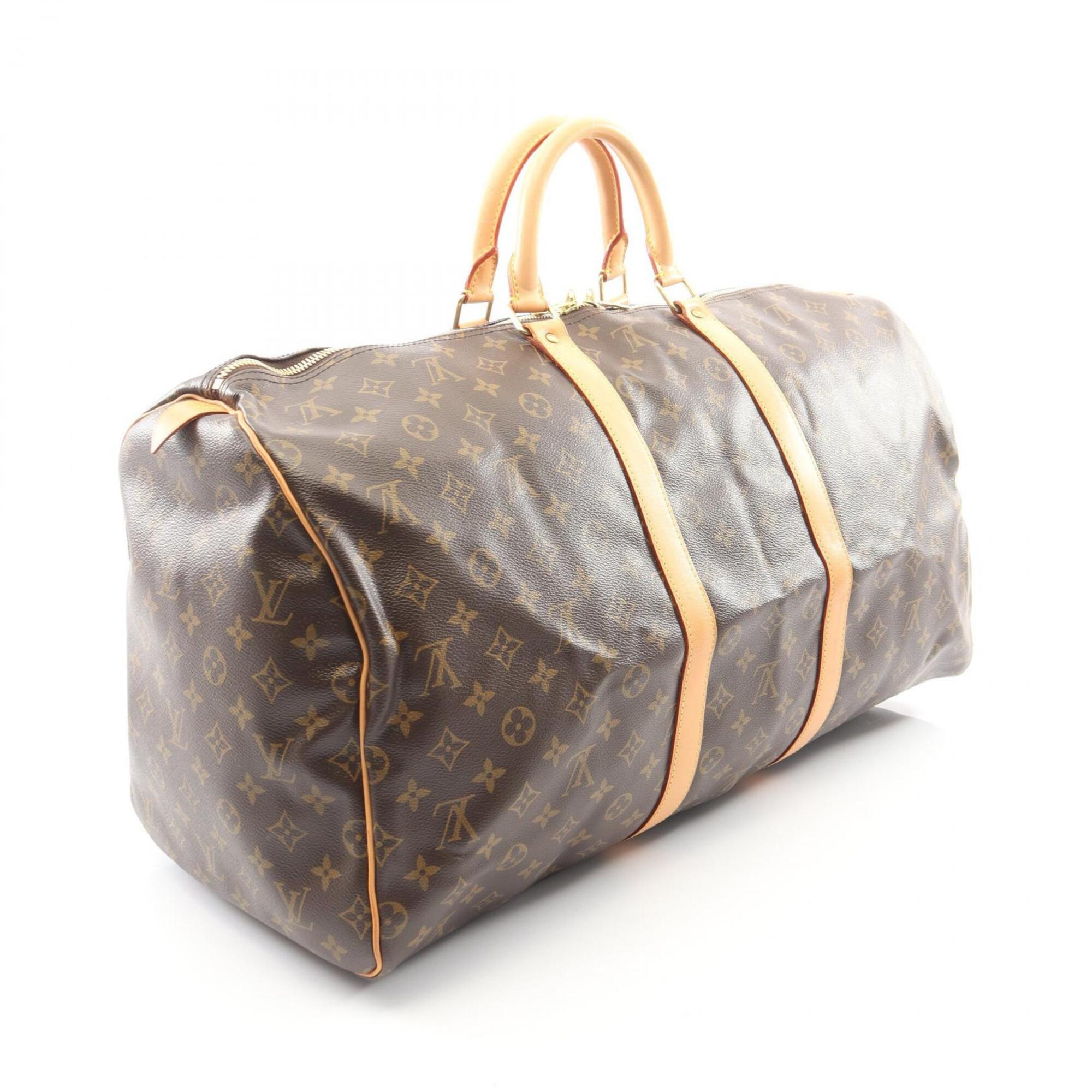 Louis Vuitton Brown Coated Canvas Leather Boston Bag Handbag (Pre-Owned)