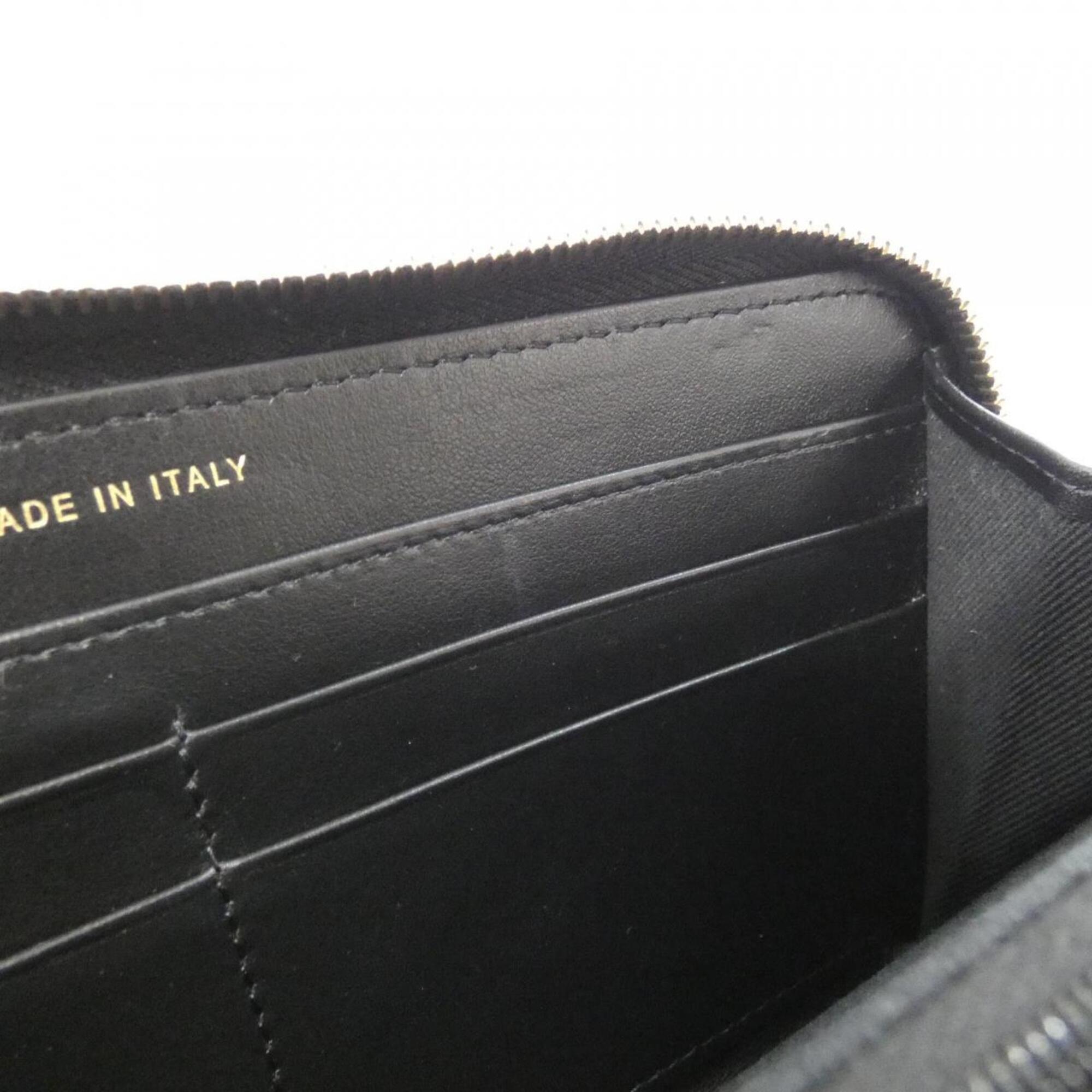 Chanel Black Grained Calfskin Long Wallet (Bi-Fold) (Pre-Owned)