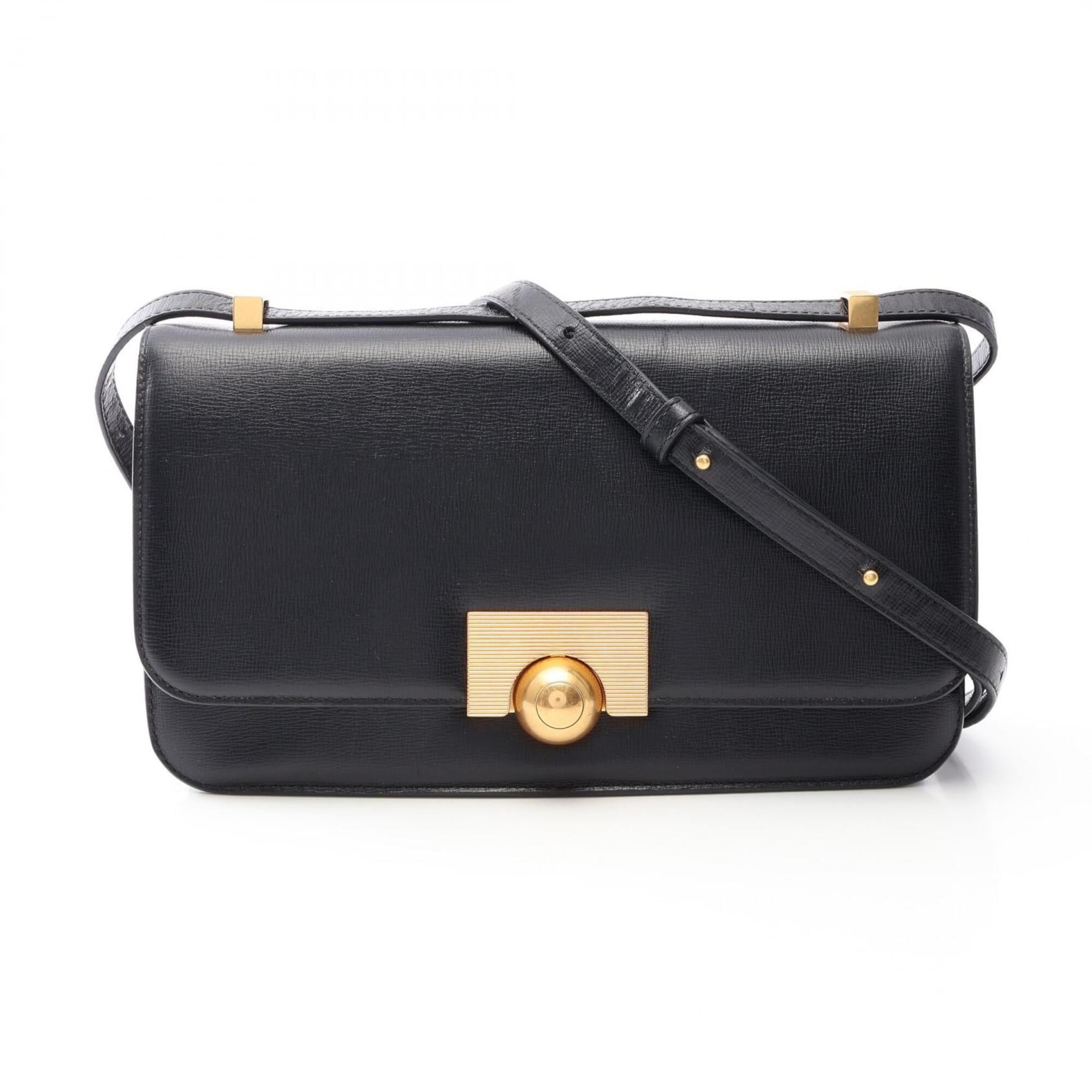 Bottega Veneta Black Leather Handbag Shoulder Bag (Pre-Owned)