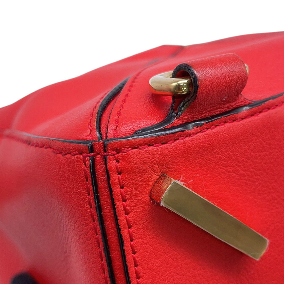 Loewe Red Color Leather Handbag Shoulder Bag (Pre-Owned)