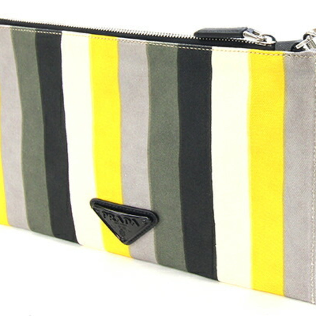 Prada Multi-Color Canvas Leather Clutch Bag (Pre-Owned)