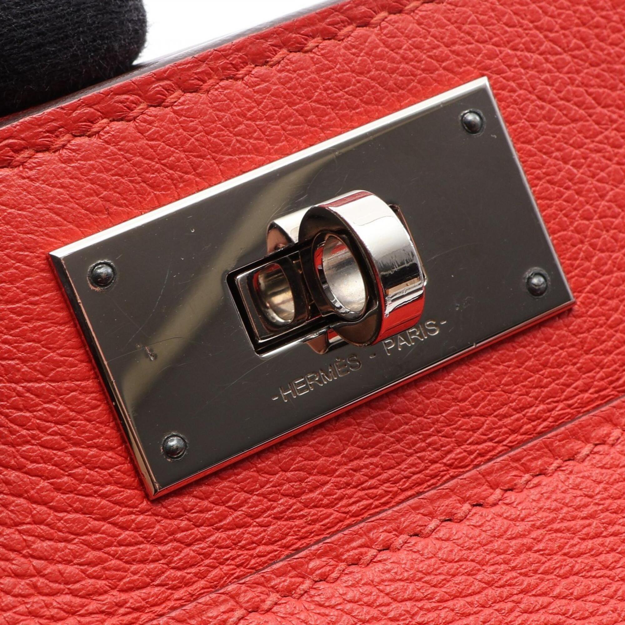 Hermes Red Color Evercalf Leather Handbag (Pre-Owned)