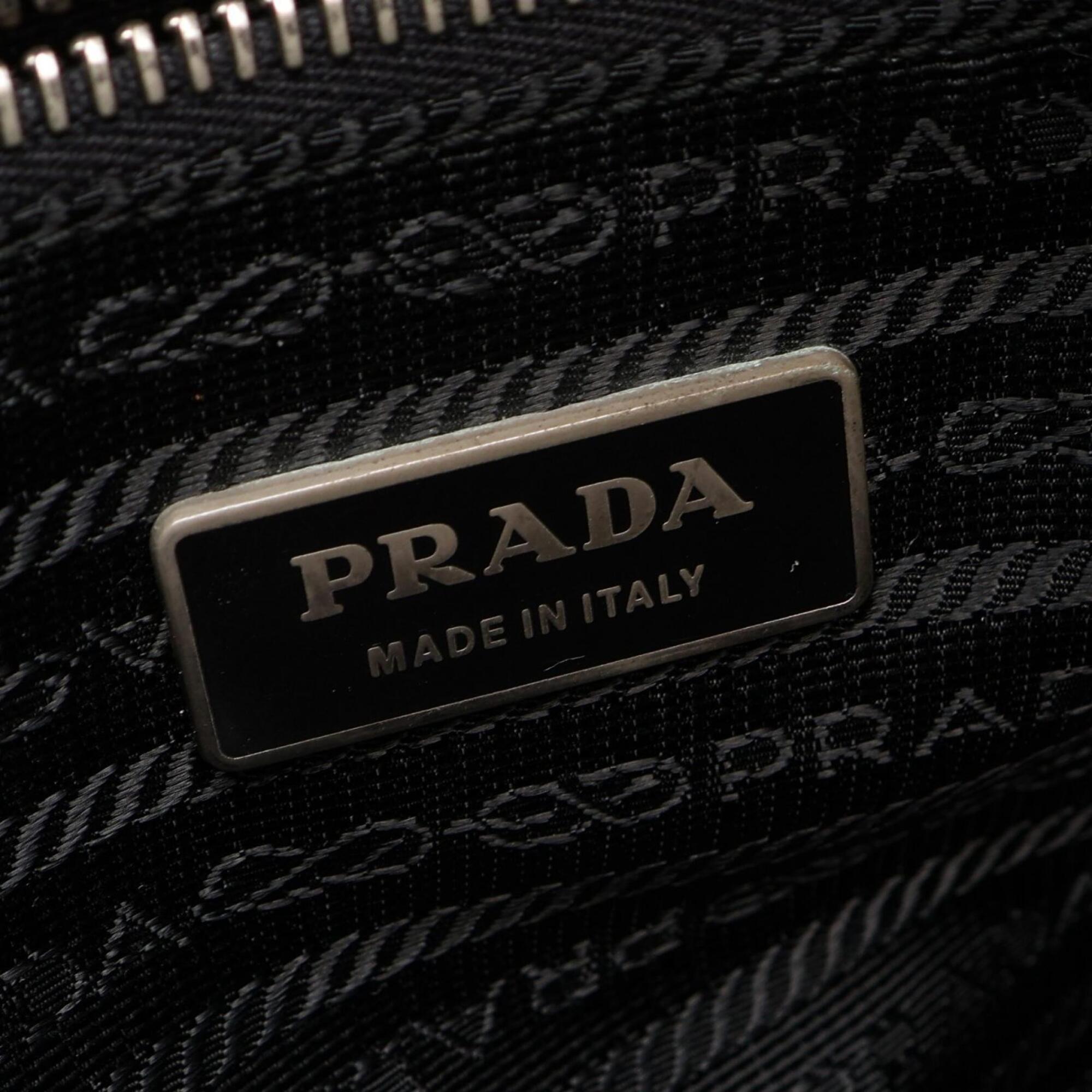 Prada Black Nylon Leather Tote Bag (Pre-Owned)