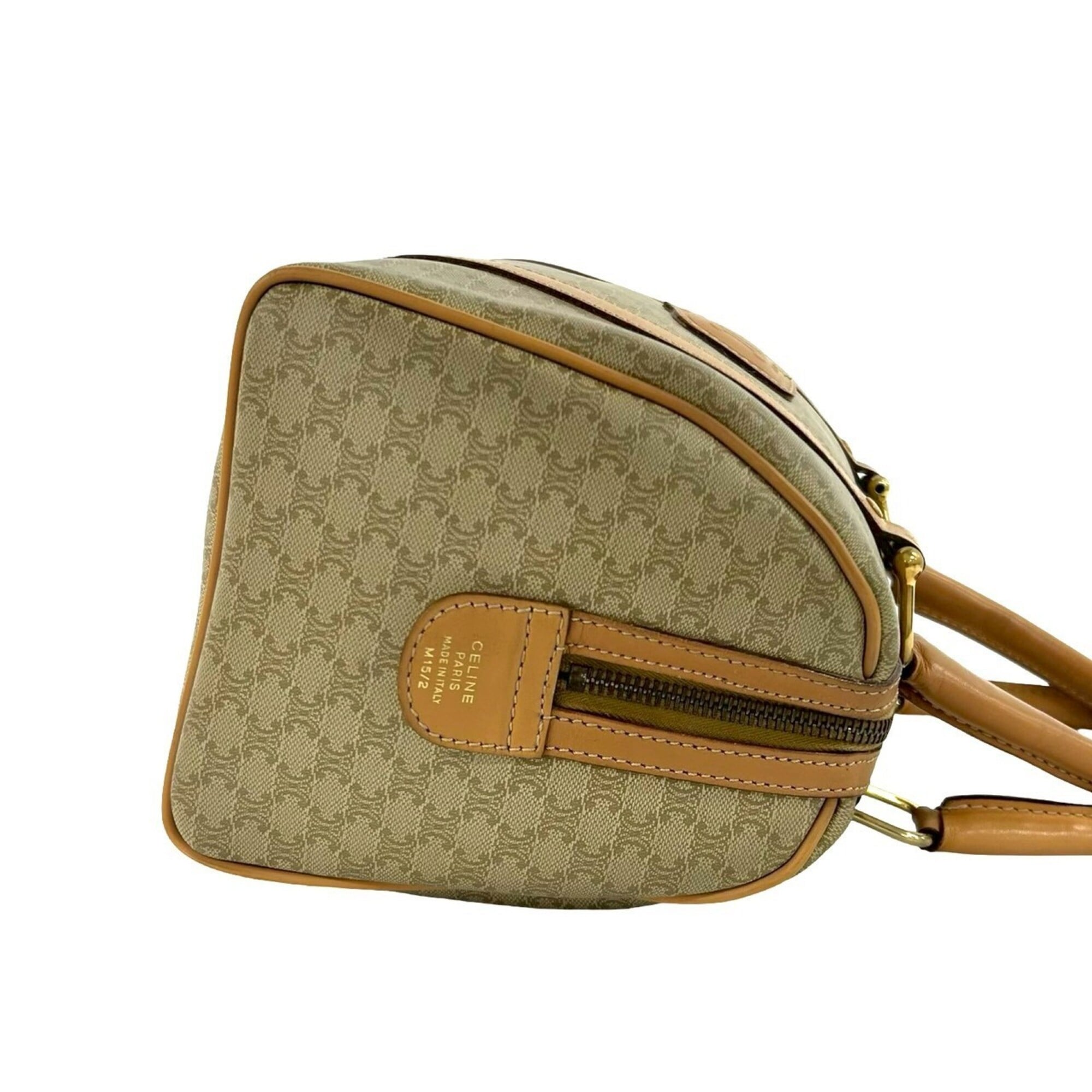 Celine Beige Brown Pvc Leather Boston Bag Handbag (Pre-Owned)