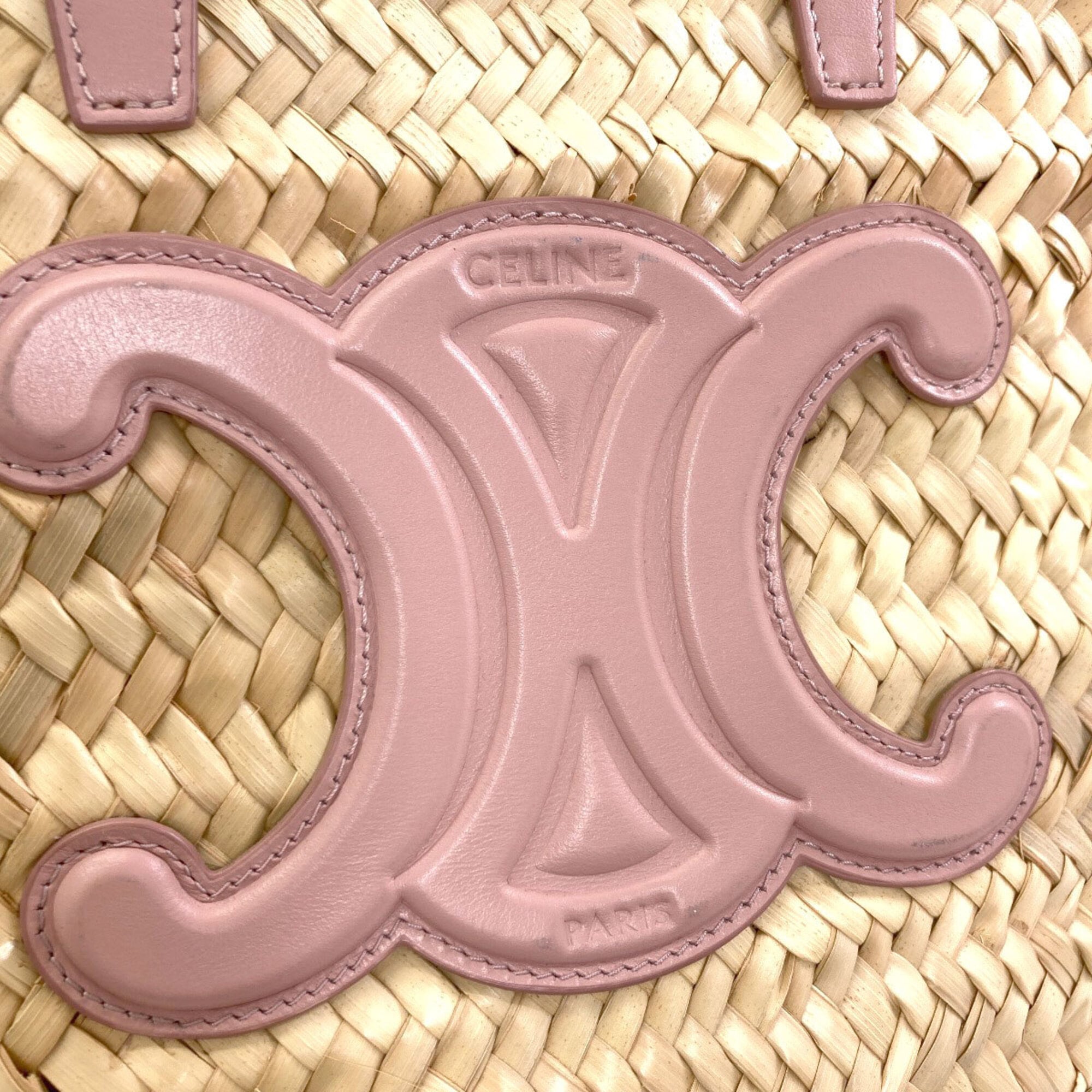 Celine Beige Pink Raffia Handbag (Pre-Owned)