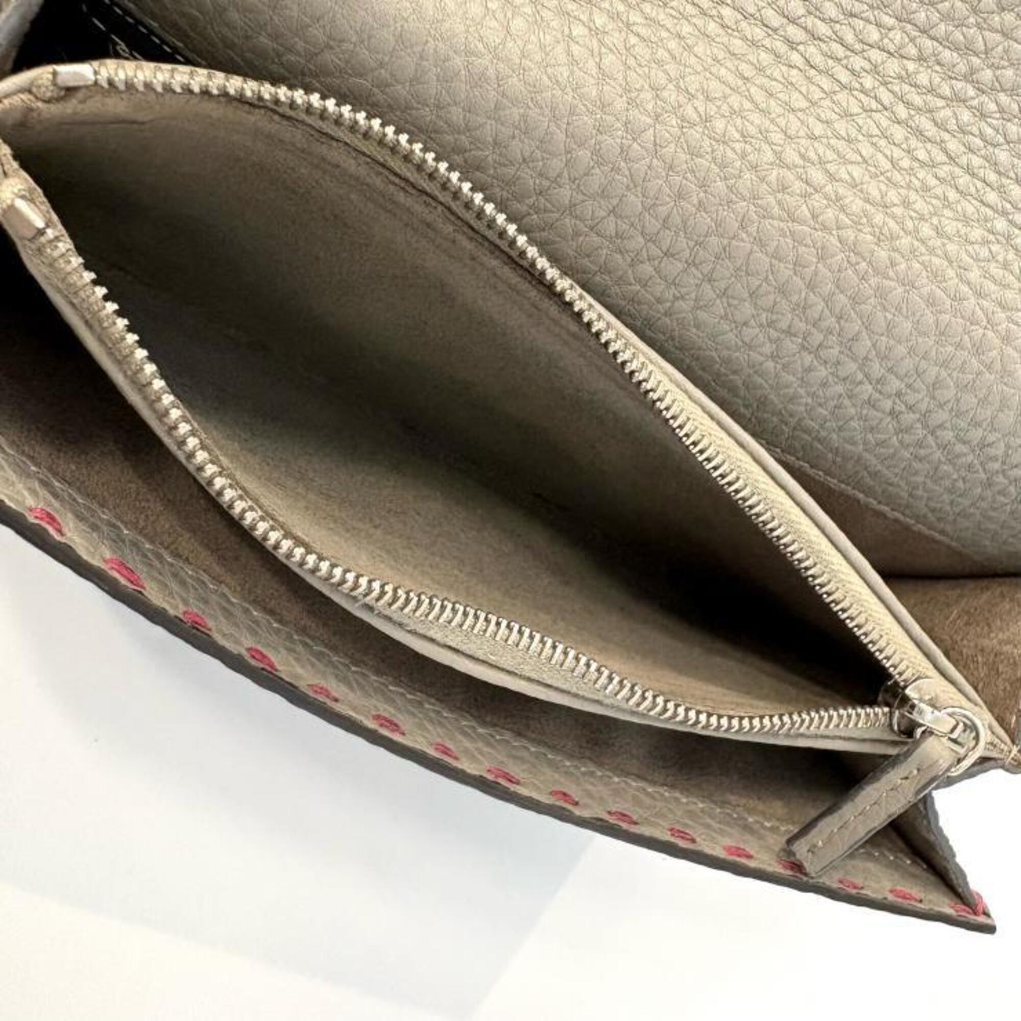 Fendi Gray Light Pink Pink Leather Long Wallet (Bi-Fold) (Pre-Owned)
