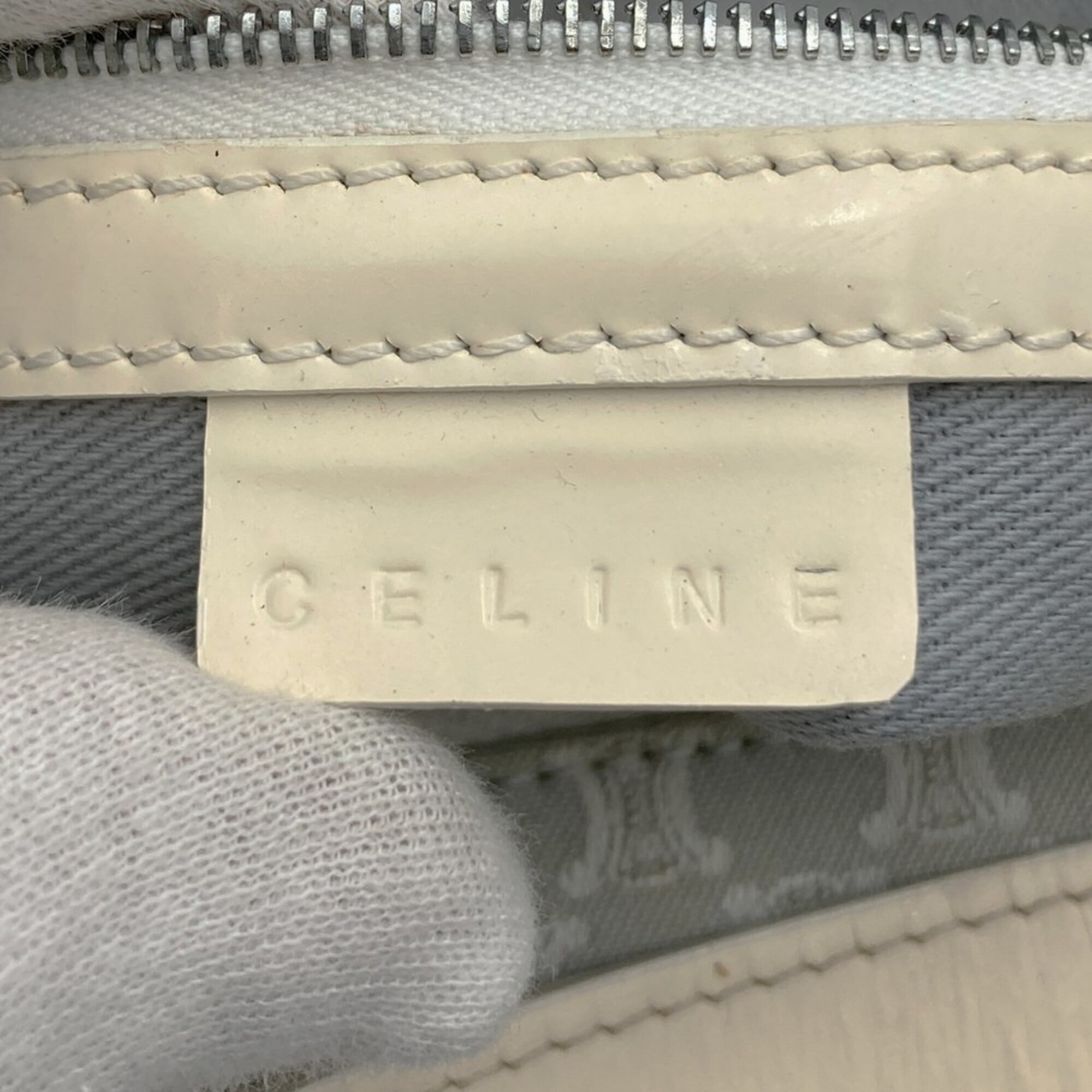 Celine Gray Canvas Handbag Shoulder Bag (Pre-Owned)