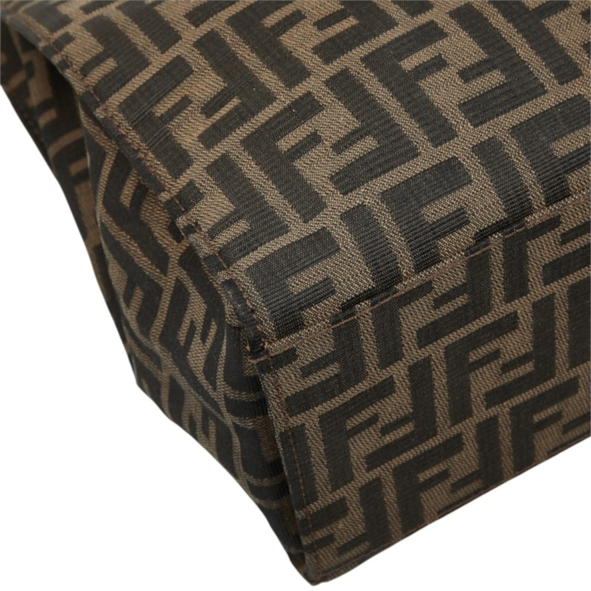 Fendi Zucca Brown Canvas Leather Shoulder Bag Tote Bag (Pre-Owned)
