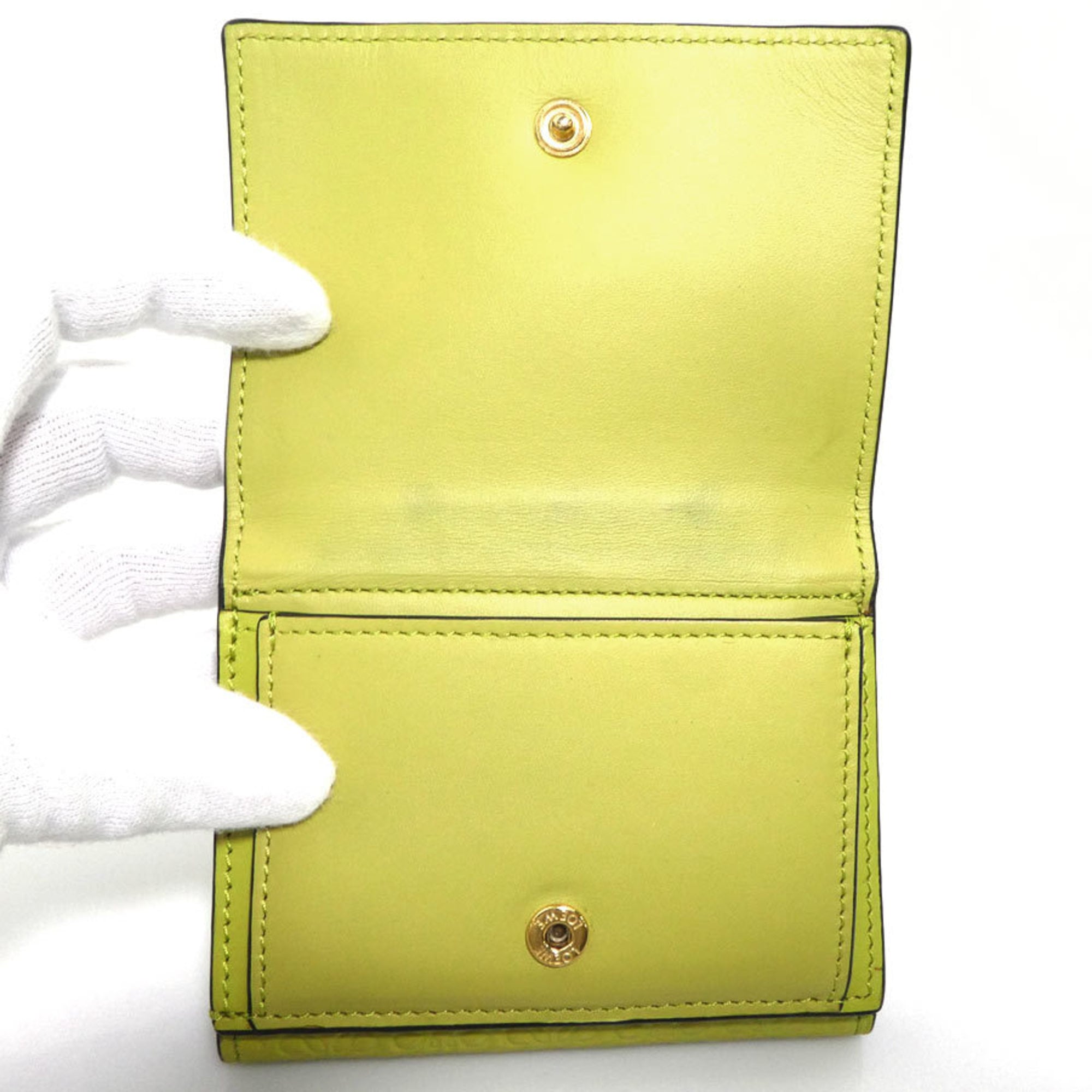 Loewe Green Yellow Leather Wallet (Tri-Fold) (Pre-Owned)