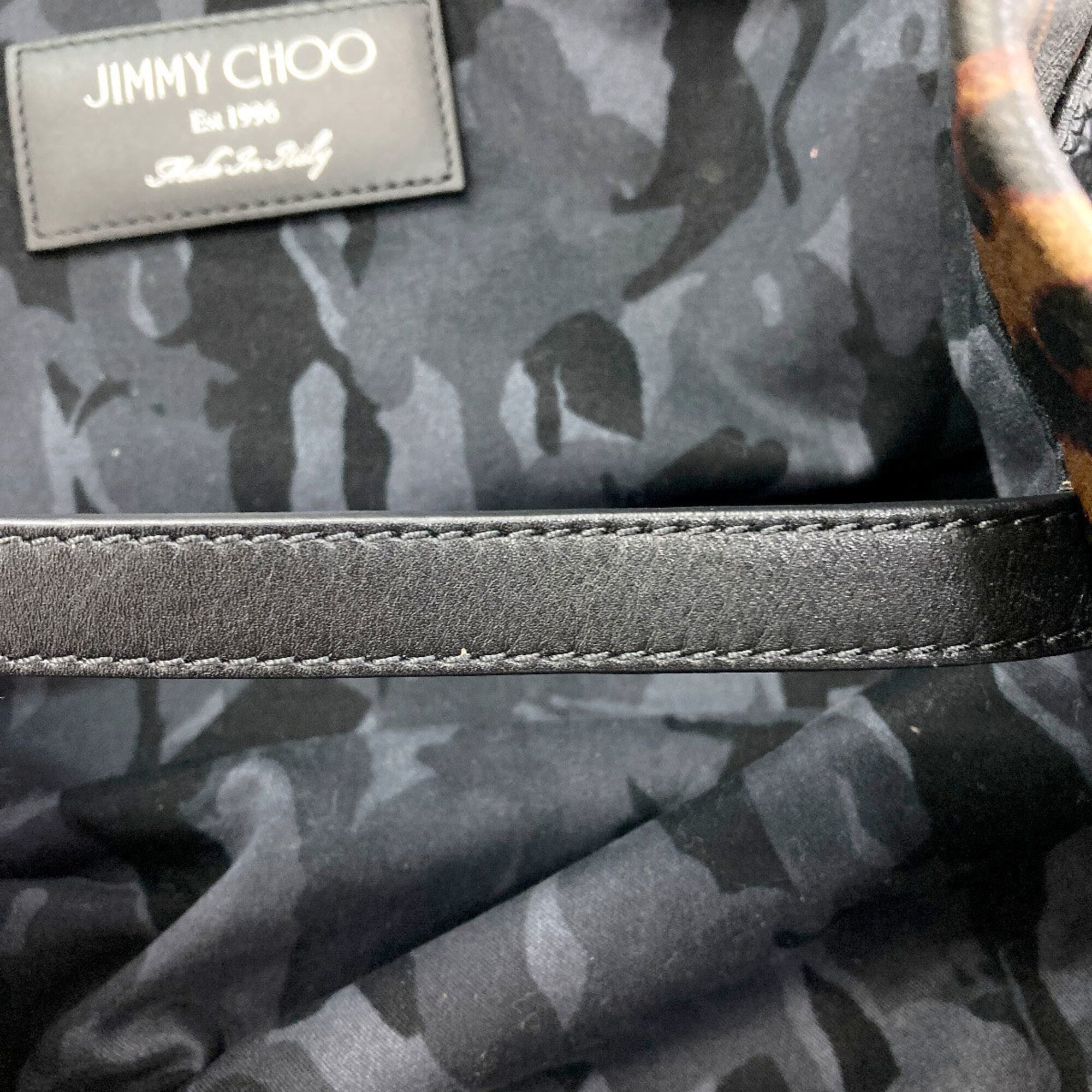 Jimmy Choo Black Brown Leather Tote Bag (Pre-Owned)