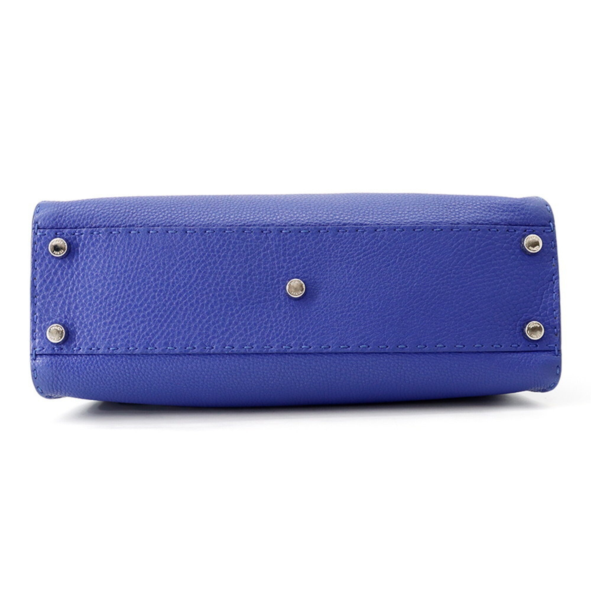 Fendi Blue Leather Handbag Shoulder Bag (Pre-Owned)