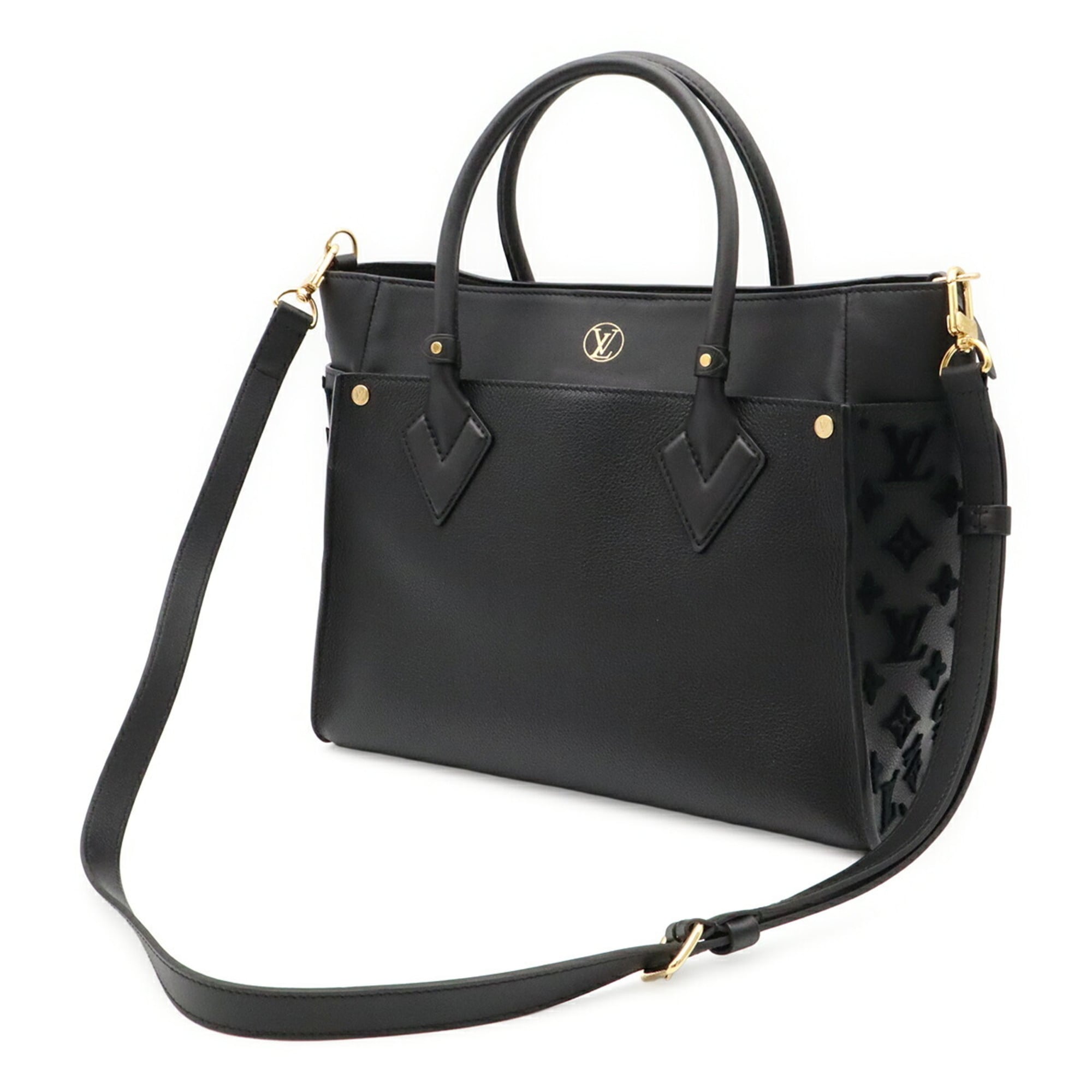 Louis Vuitton Noir Leather Handbag Shoulder Bag (Pre-Owned)