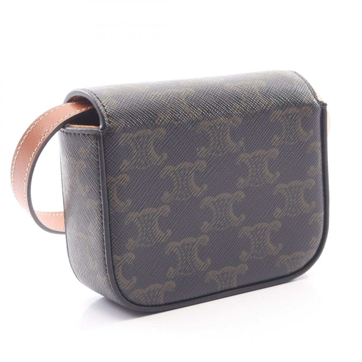 Celine Black Brown Coated Canvas Leather Handbag Shoulder Bag (Pre-Owned)