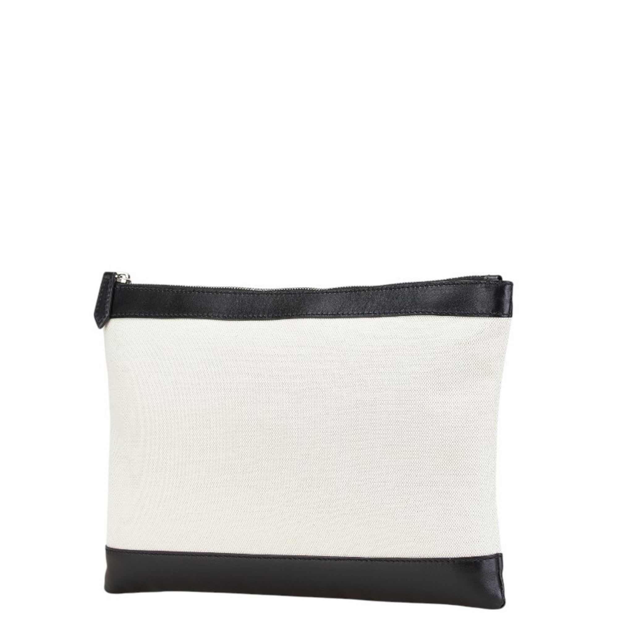 Balenciaga Beige Black Canvas Leather Clutch Bag (Pre-Owned)