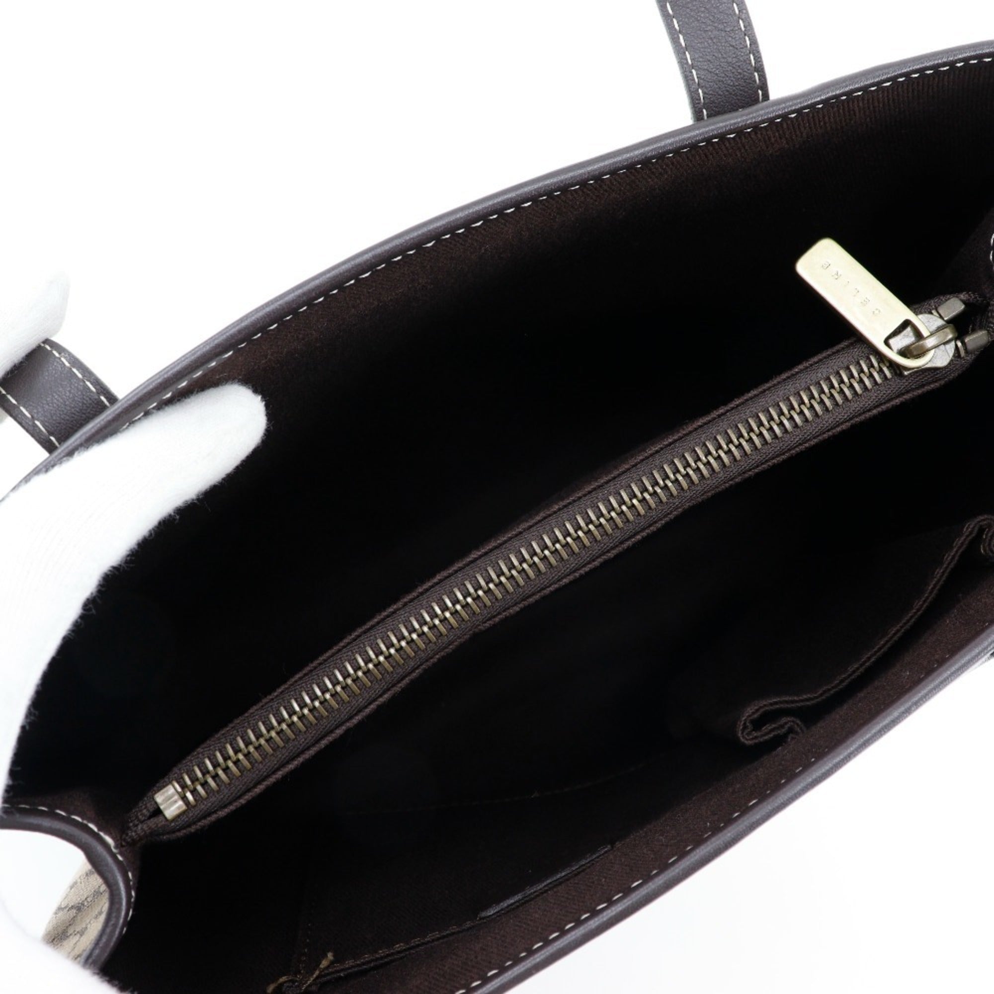 Celine Macadam Brown Canvas Leather Handbag (Pre-Owned)