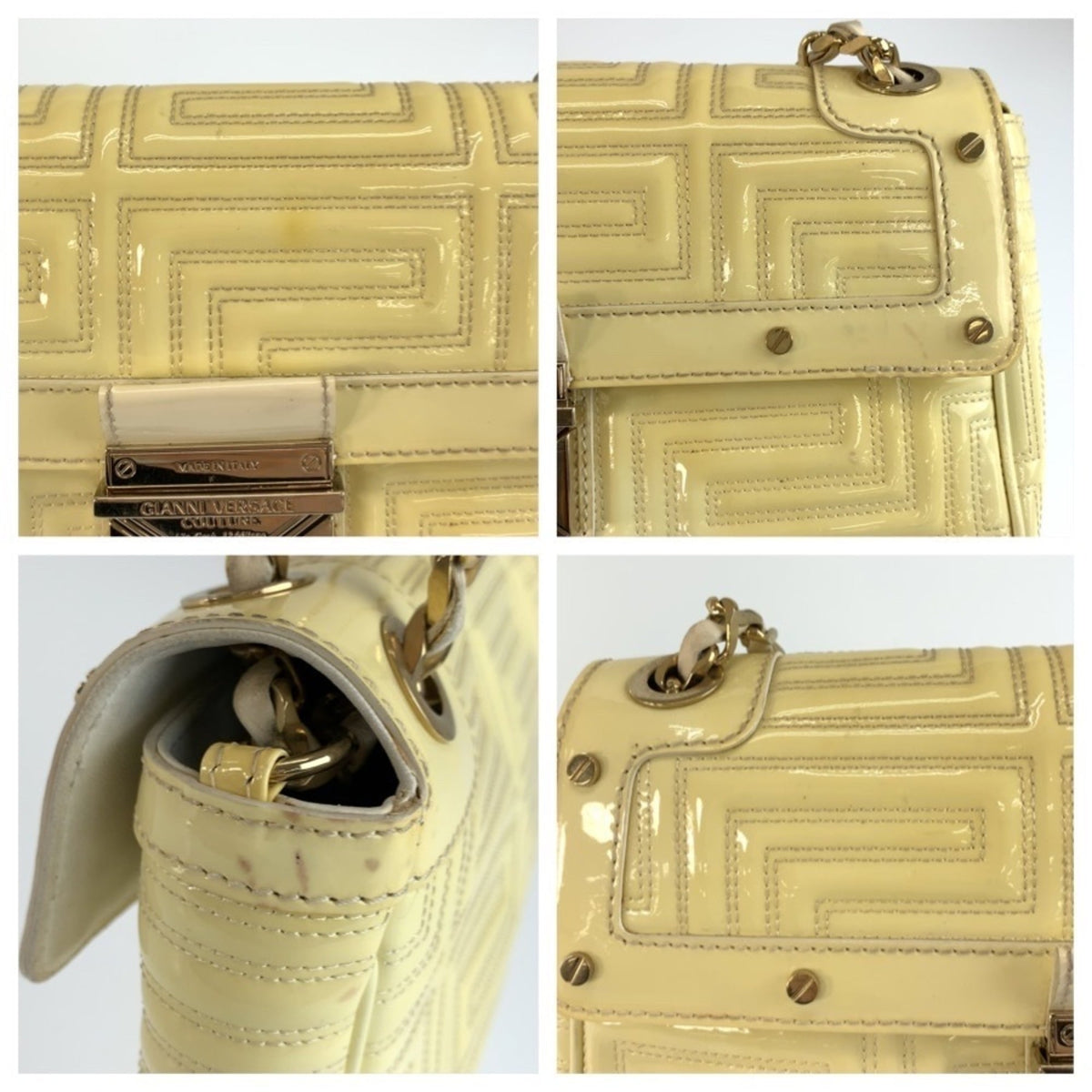 Versace Yellow Leather Pochette Shoulder Bag (Pre-Owned)