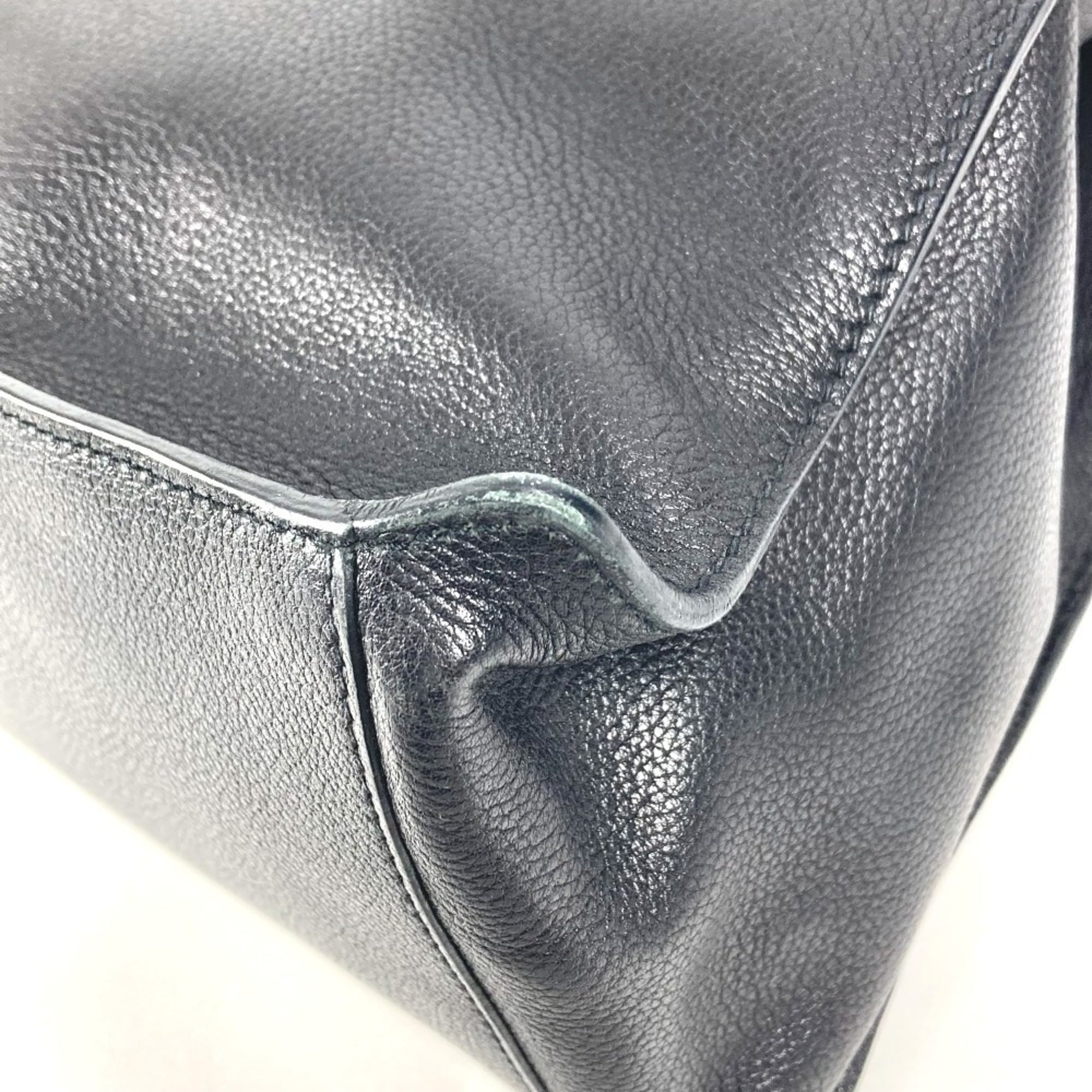Hermes Black Leather Handbag Tote Bag (Pre-Owned)