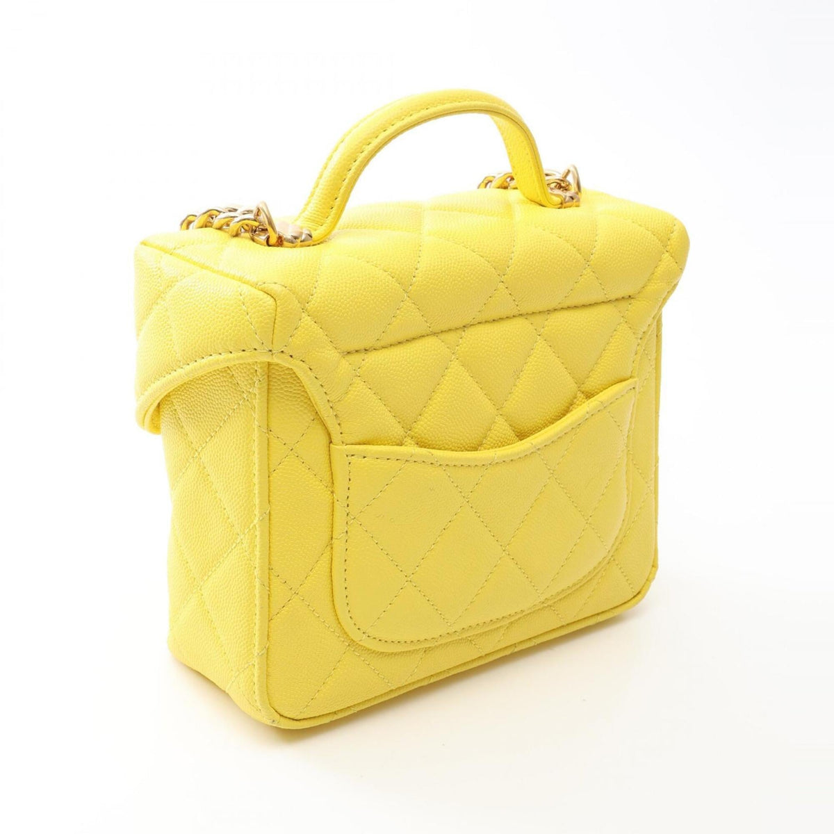 Chanel Yellow Grained Calfskin Handbag Shoulder Bag Vanity Bag (Pre-Owned)