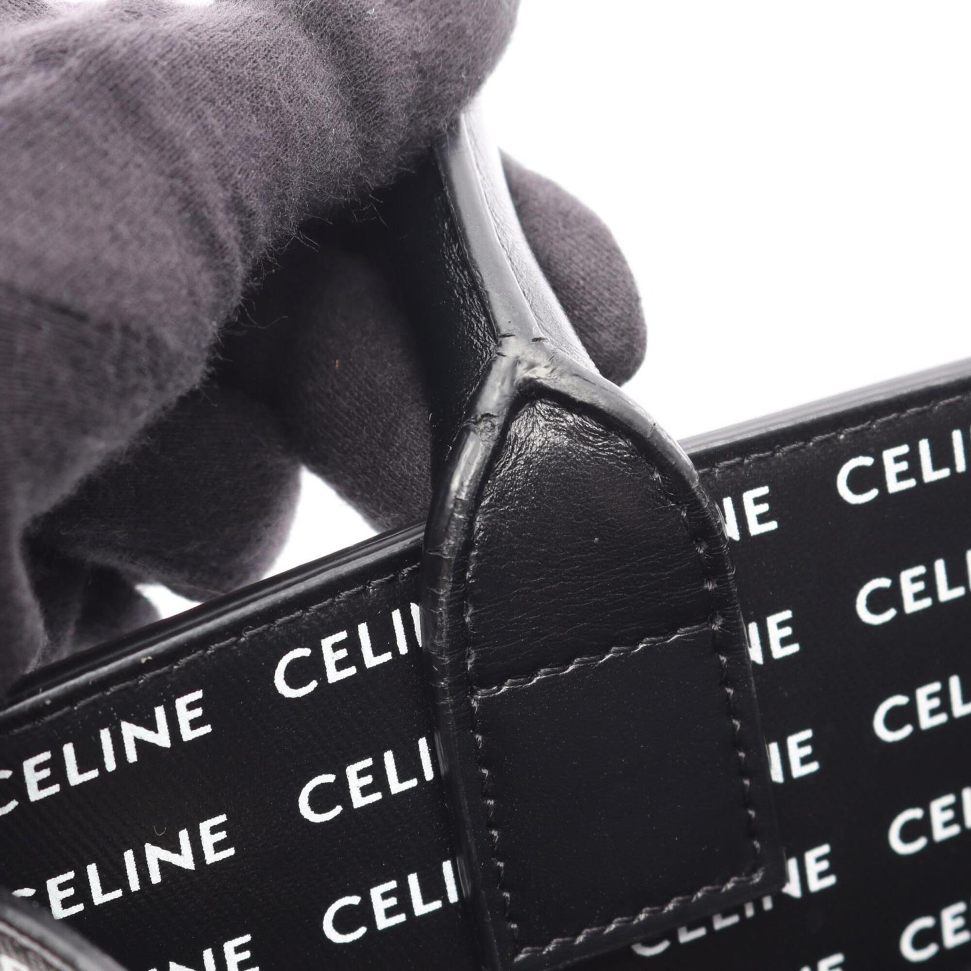 Celine Black White Coated Canvas Leather Handbag Tote Bag (Pre-Owned)