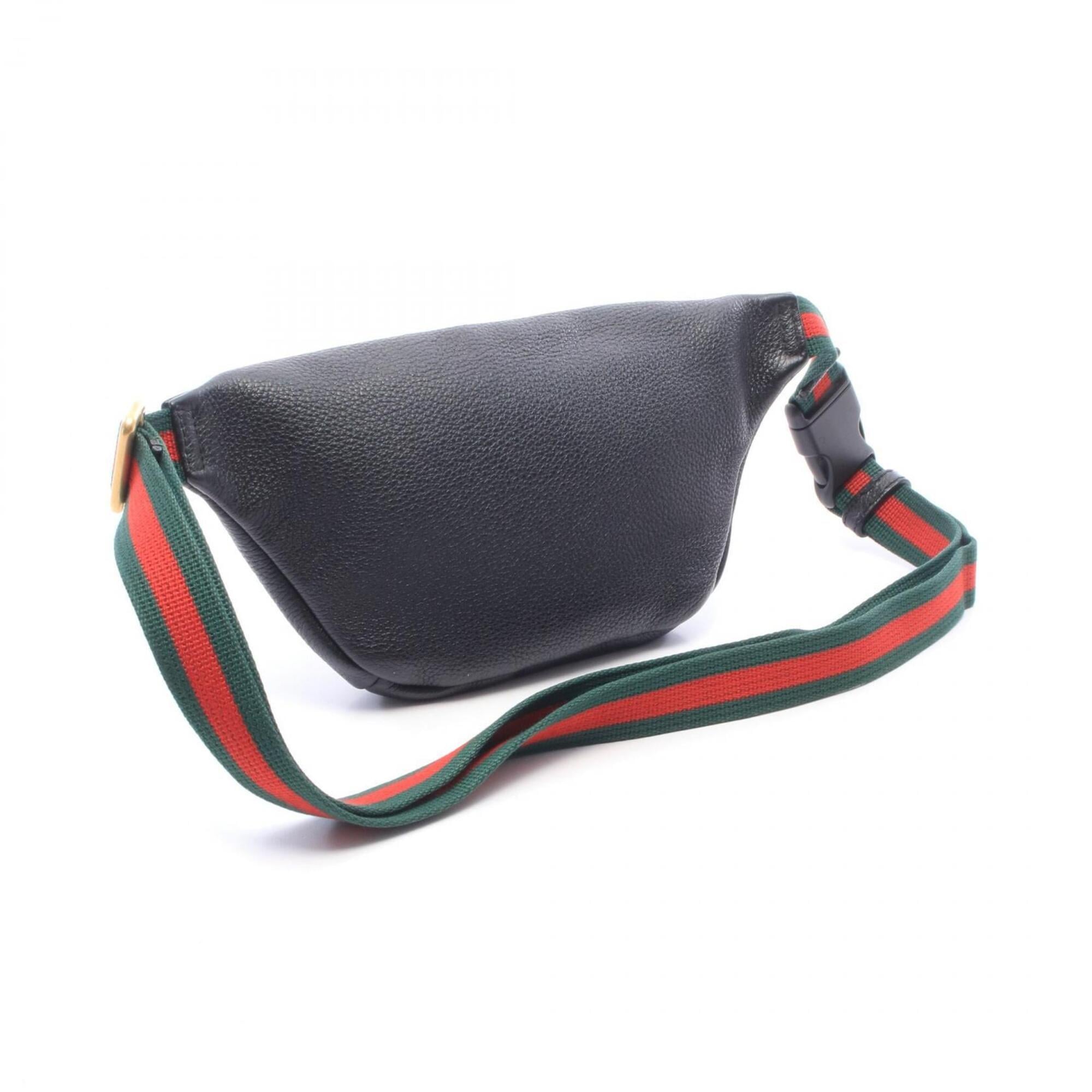 Gucci Black Multi-Color Leather Fanny Pack Handbag (Pre-Owned)