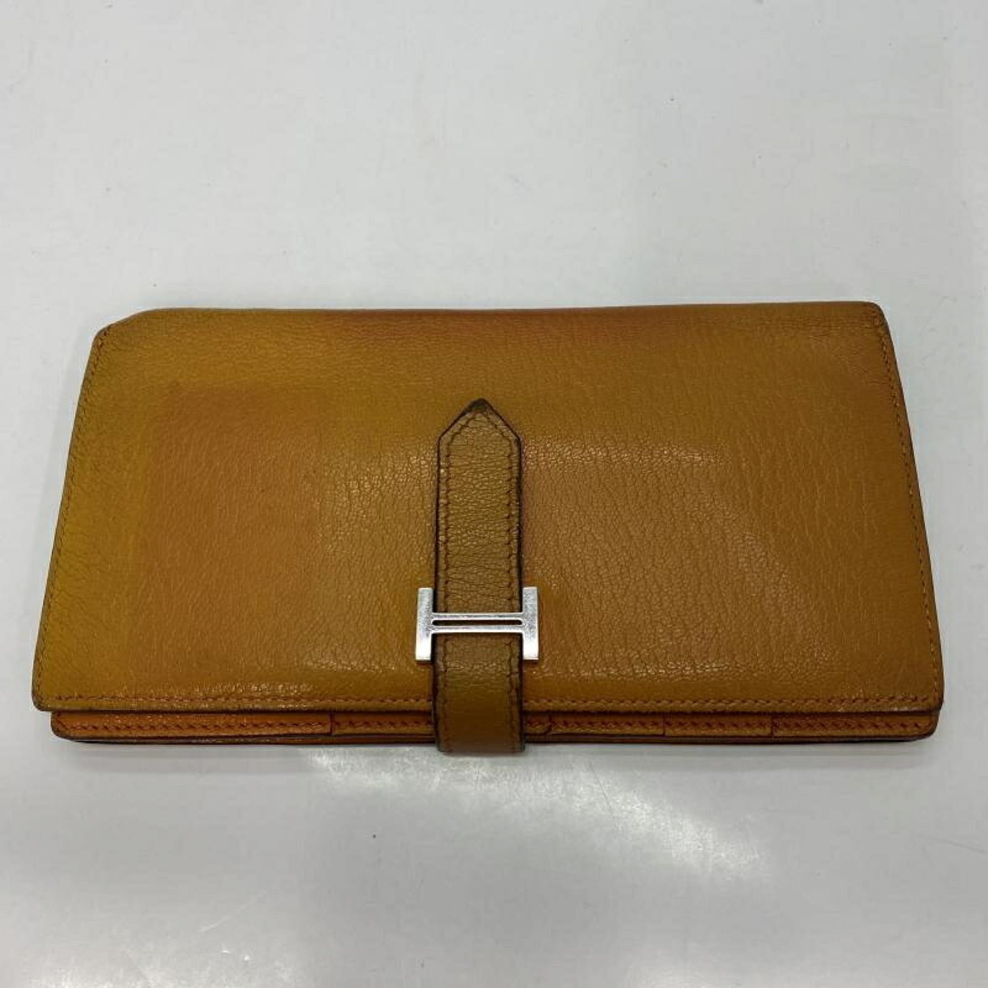 Hermes Bearn Orange Long Wallet (Bi-Fold) (Pre-Owned)