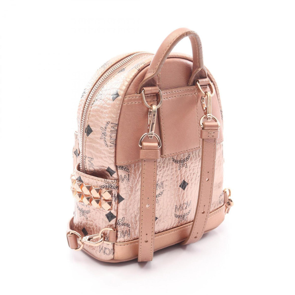 Mcm Gold Coated Canvas Backpack Handbag (Pre-Owned)