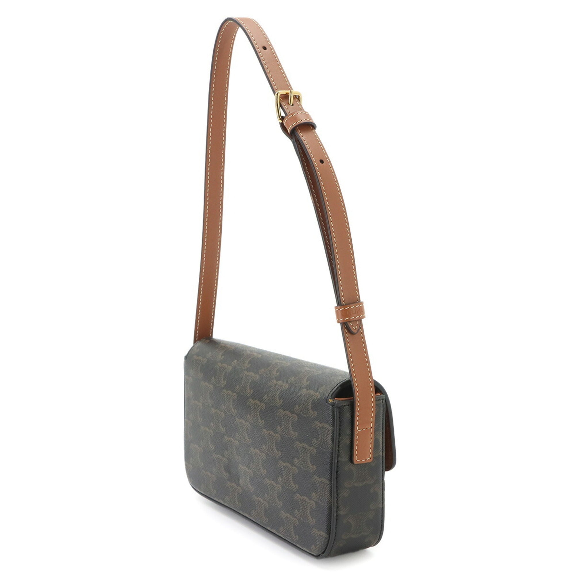 Celine Black Brown Pvc Leather Handbag Shoulder Bag (Pre-Owned)