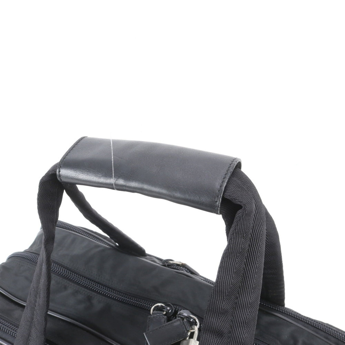 Prada Black Leather Nylon Boston Bag Shoulder Bag (Pre-Owned)