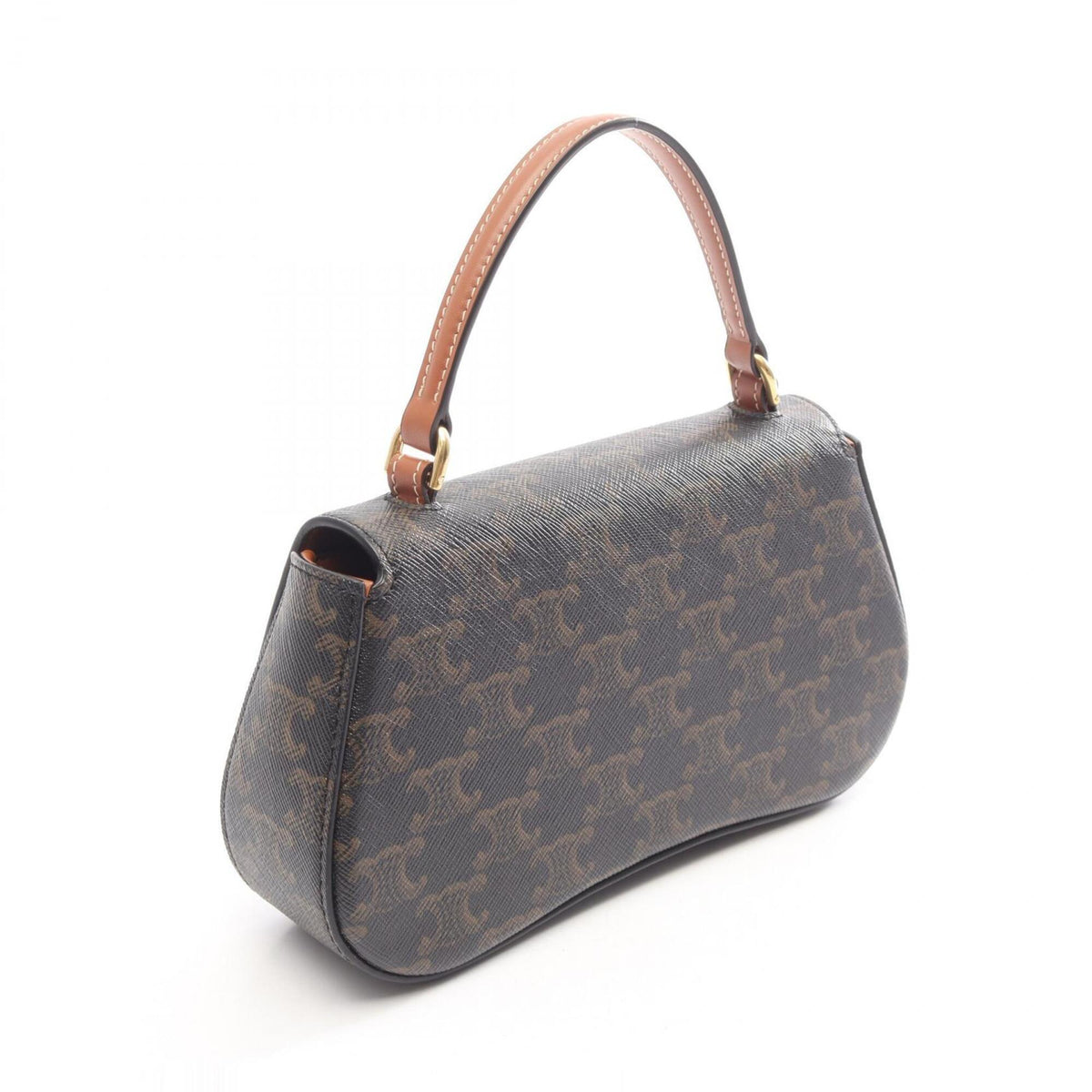 Celine Black Brown Pvc Coated Canvas Leather Handbag (Pre-Owned)