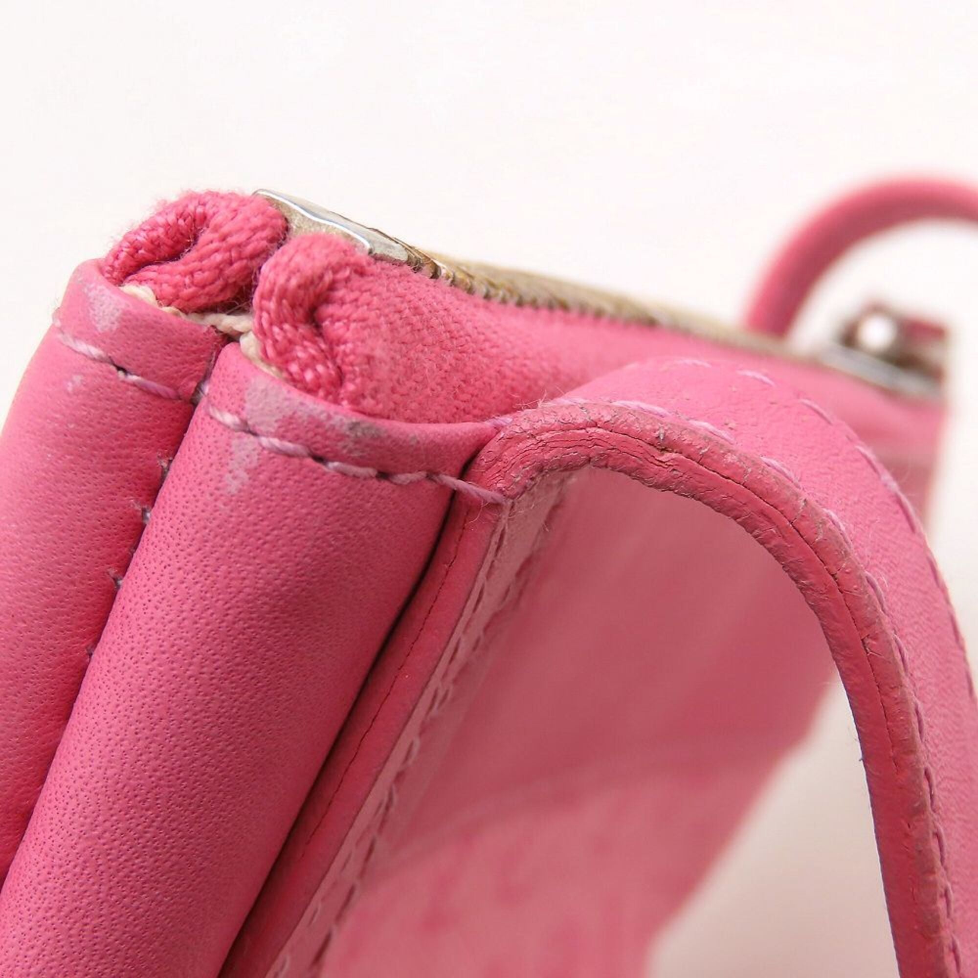 Bvlgari Logomania Pink Canvas Leather Shoulder Bag (Pre-Owned)