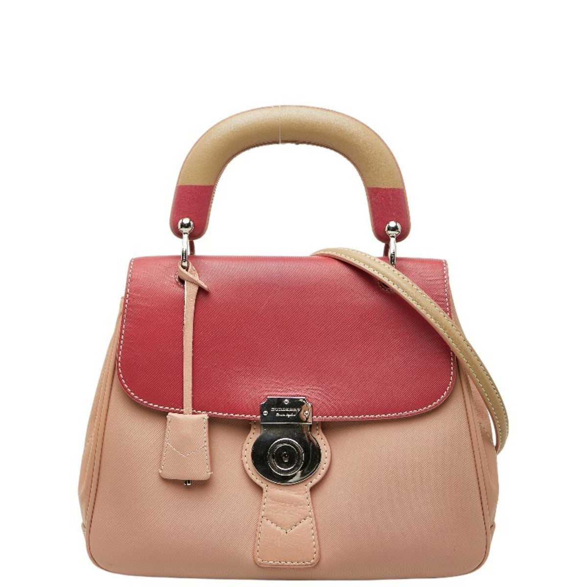 Burberry Pink Red Leather Handbag Shoulder Bag (Pre-Owned)