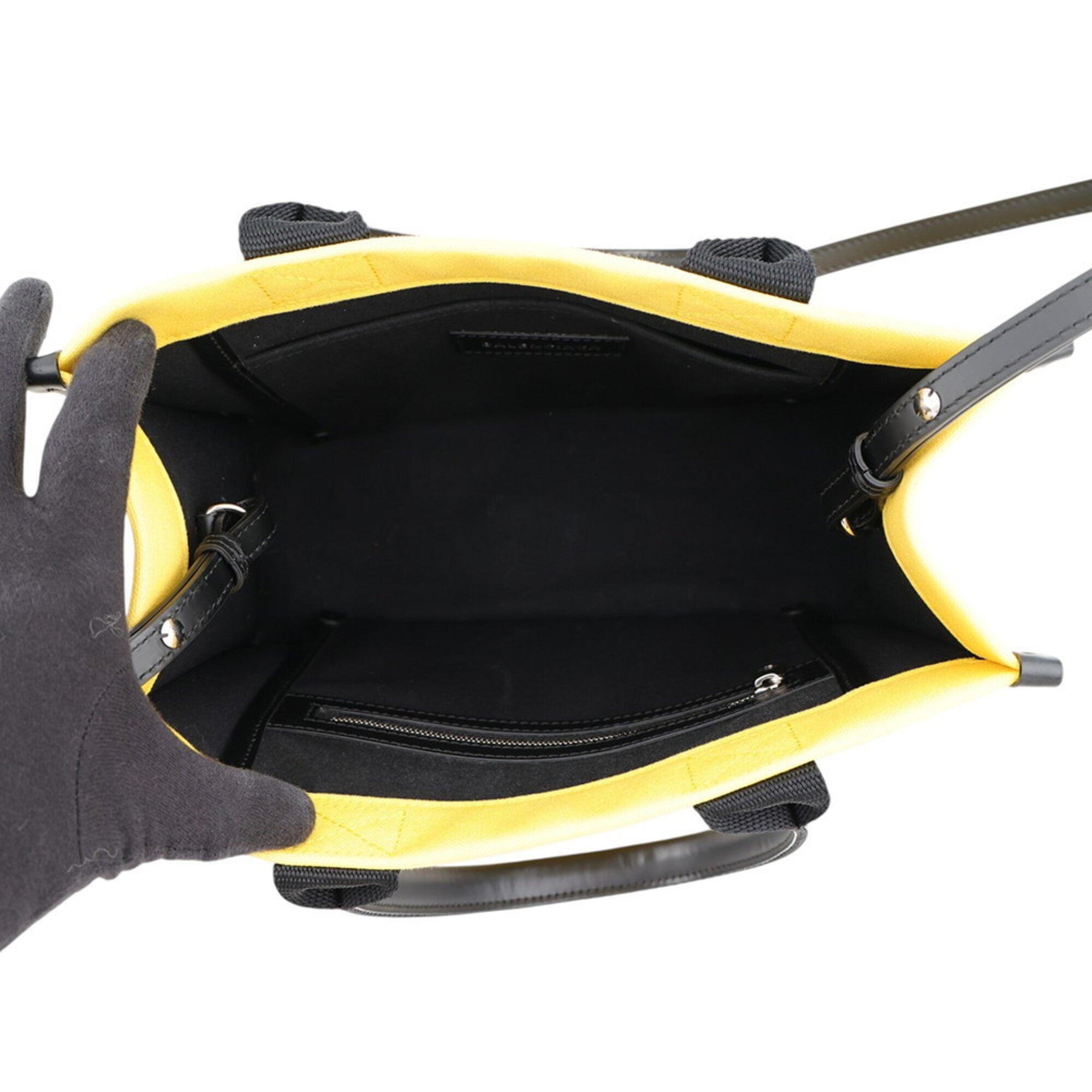 Balenciaga Black Yellow Canvas Leather Handbag (Pre-Owned)