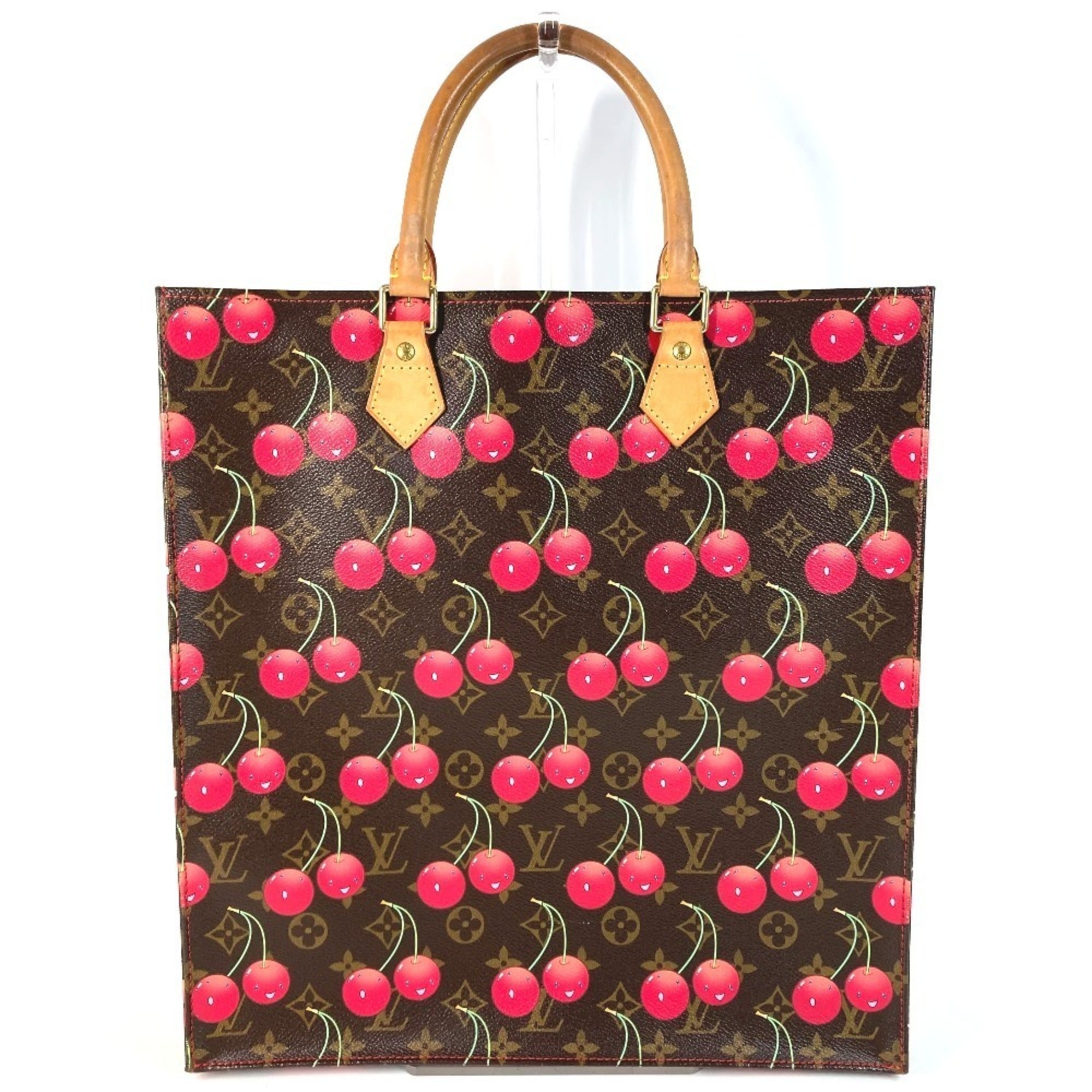 Louis Vuitton Brown Monogram Cherry Red Color Monogram Leather Shoulder Bag Tote Bag (Pre-Owned)