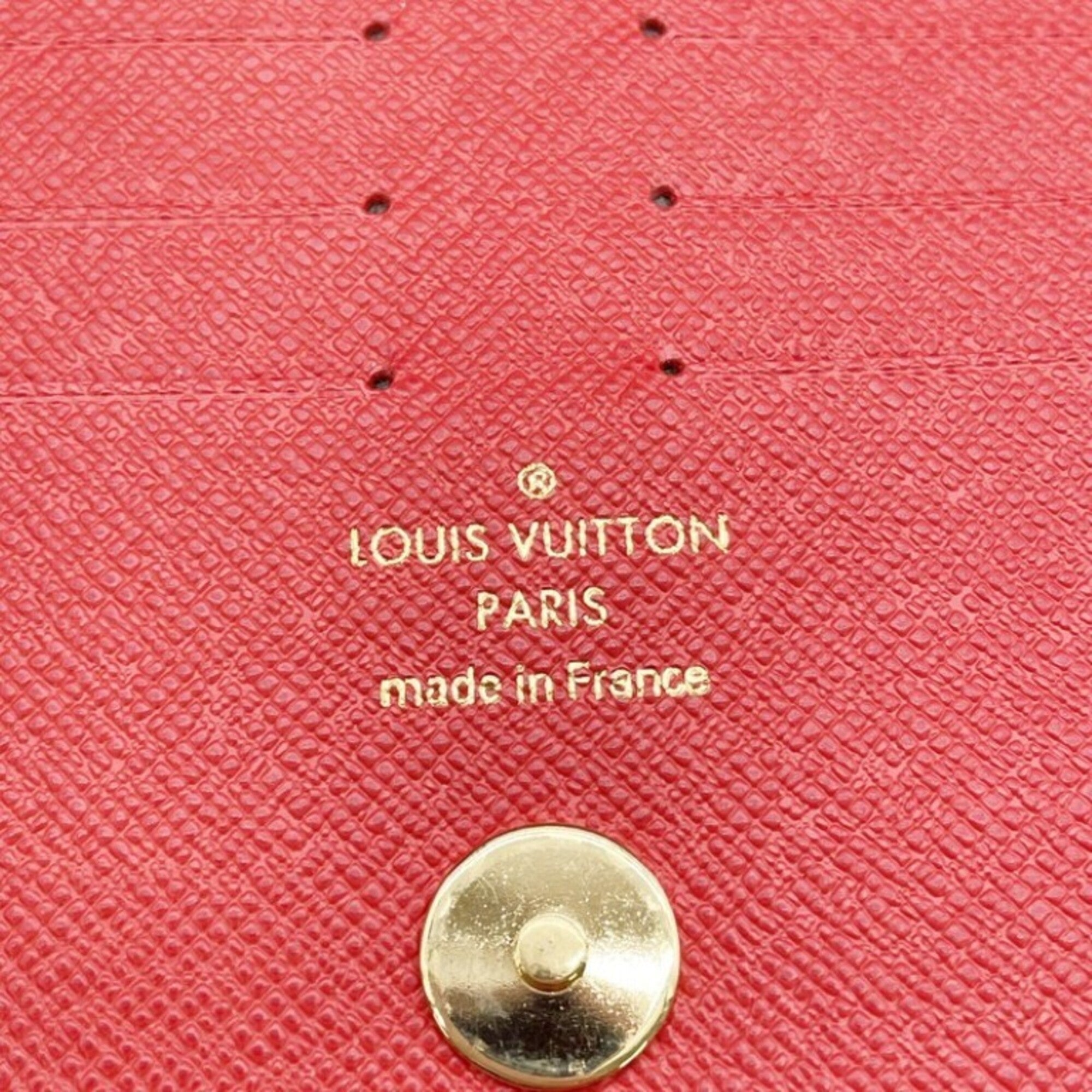 Louis Vuitton Brown Coquelicots Red Color Monogram Long Wallet (Bi-Fold) (Pre-Owned)