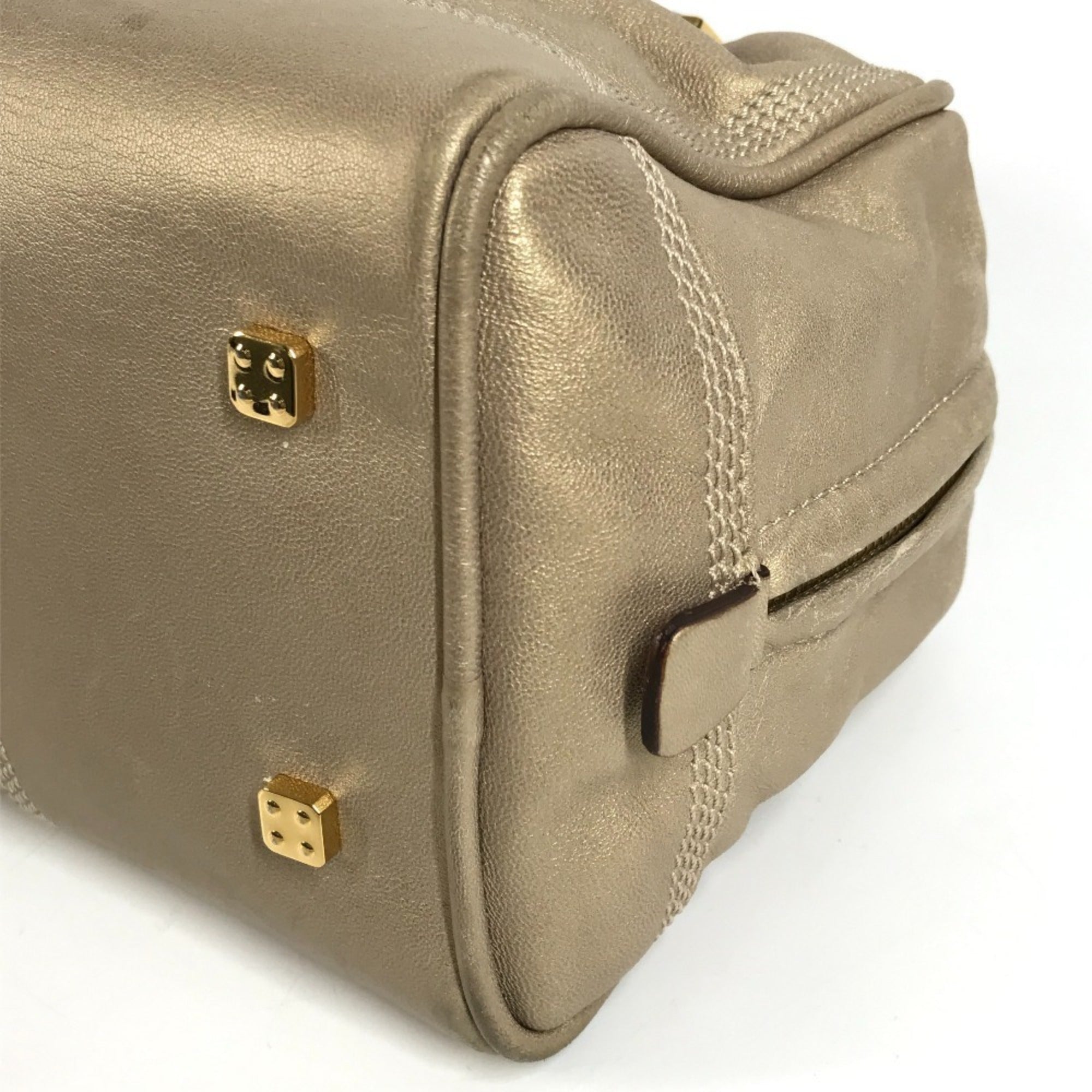 Loewe Amazona Gold Leather Handbag Tote Bag (Pre-Owned)