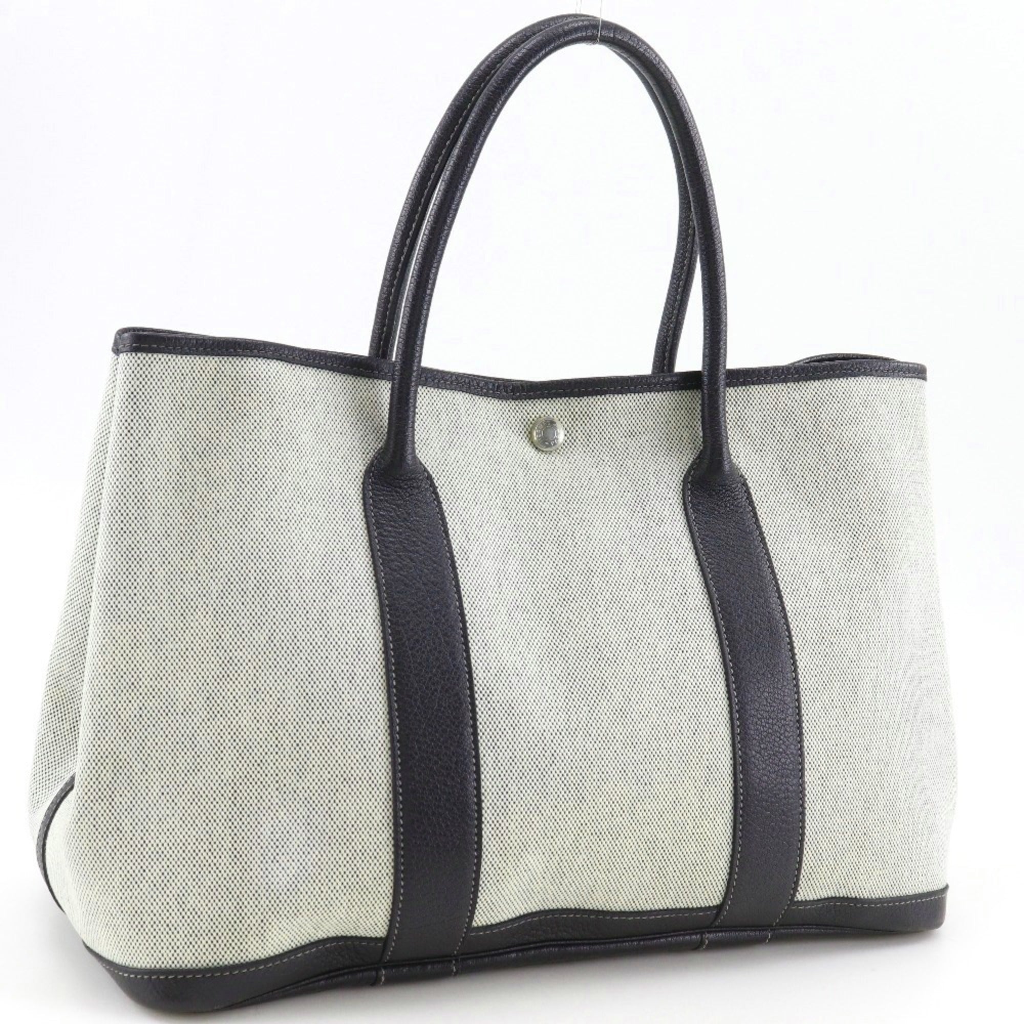 Hermes Black Gray White Toile H Tote Bag (Pre-Owned)