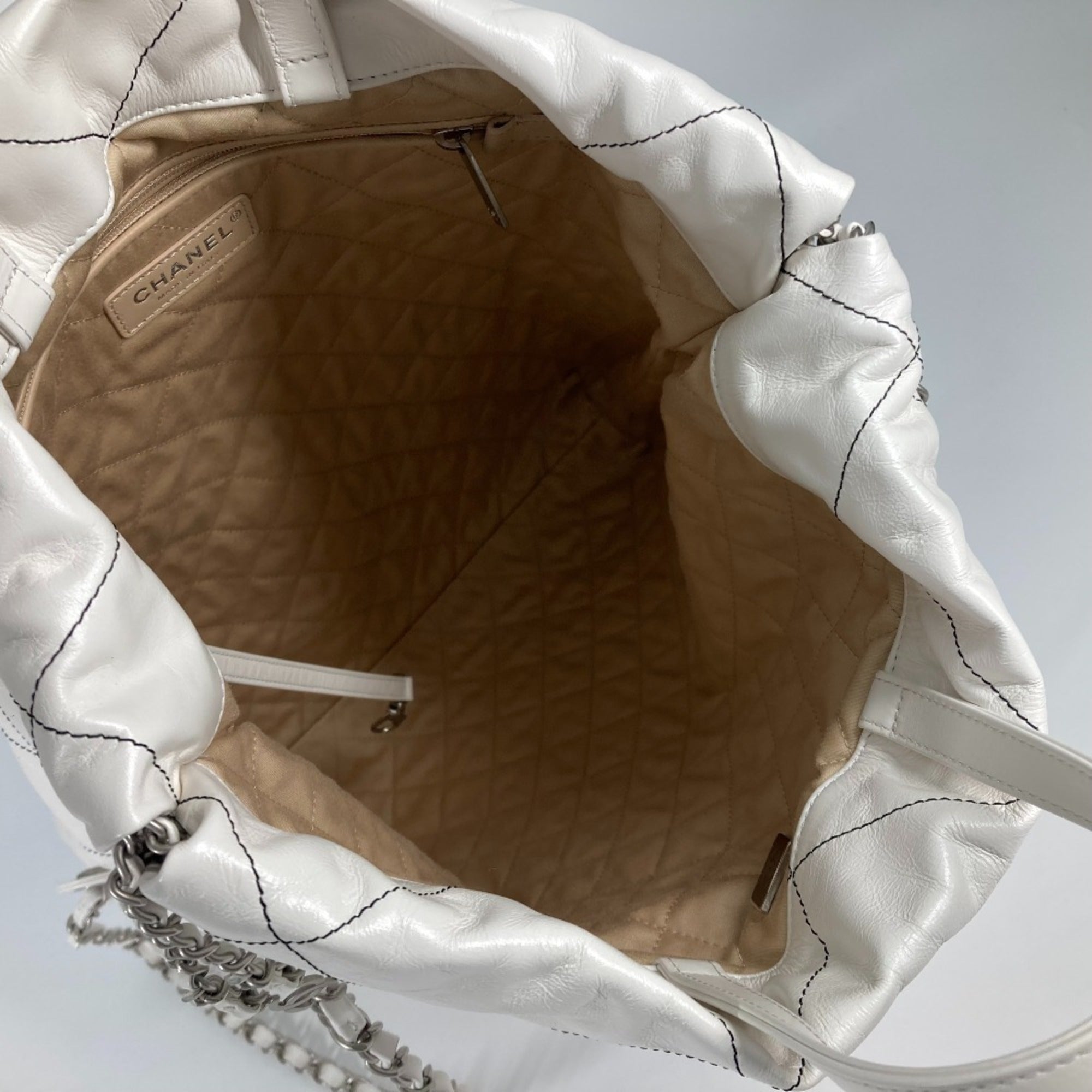 Chanel Black White Leather Backpack (Pre-Owned)