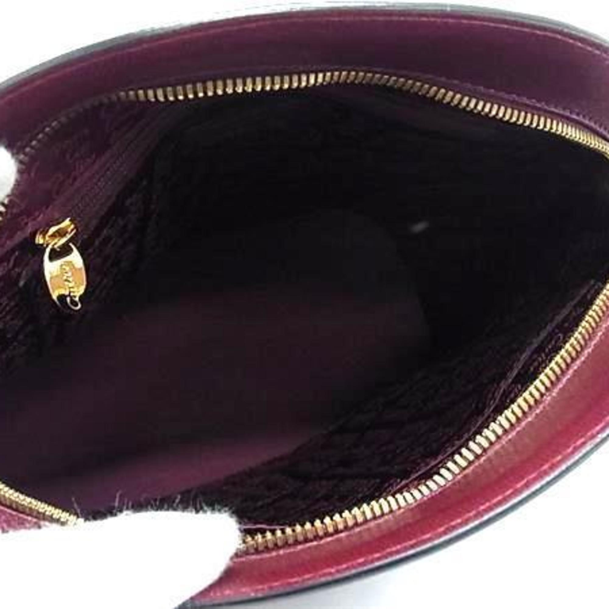 Cartier Bordeaux Leather Handbag Shoulder Bag Tote Bag (Pre-Owned)