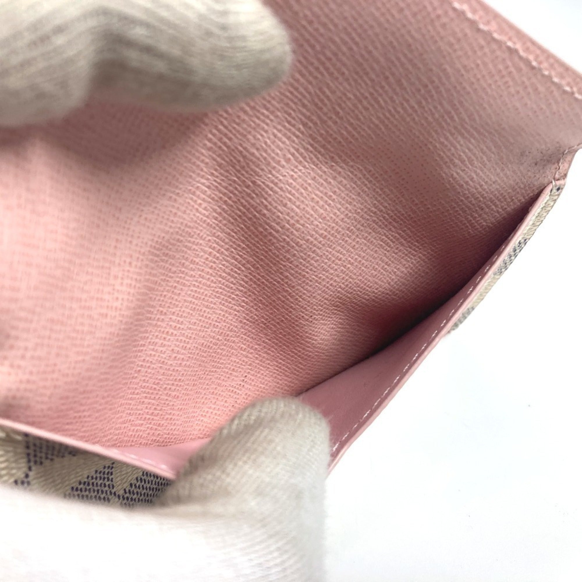 Louis Vuitton Pink White Damier Azur Coin Purse/Coin Case (Pre-Owned)