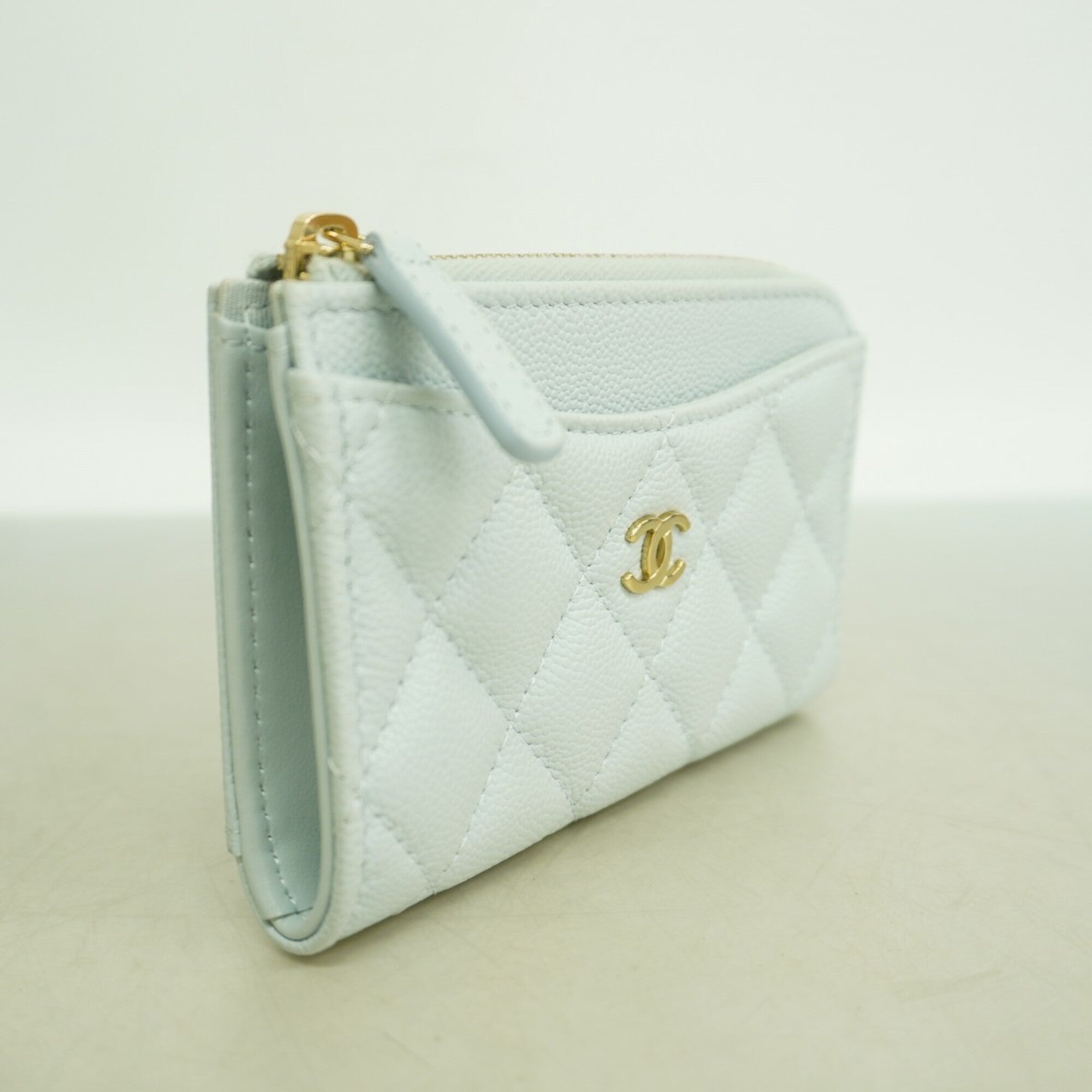 Chanel Light Blue Grained Calfskin Coin Purse/Coin Case (Pre-Owned)