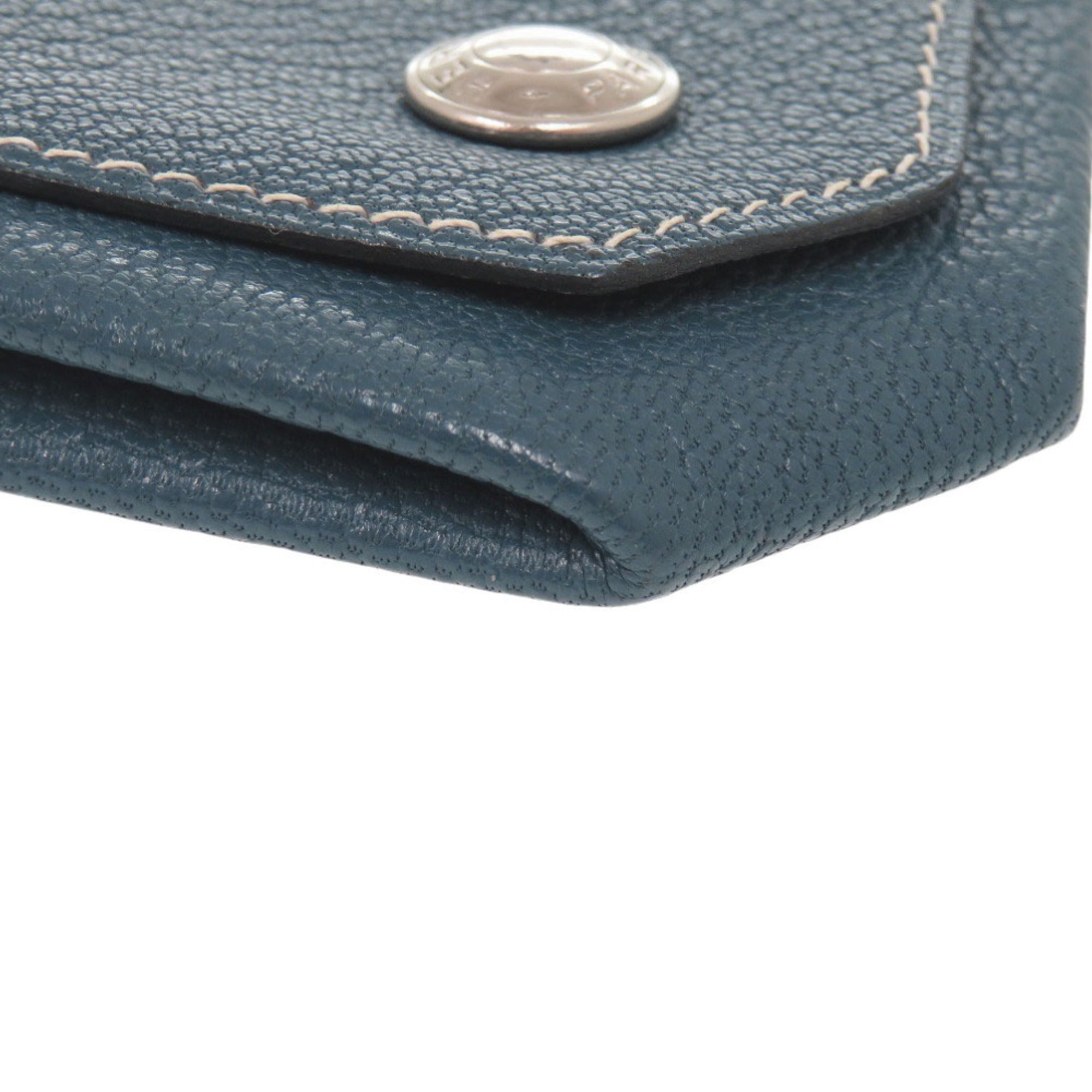 Hermes Blue Chevre Leather Coin Purse/Coin Case (Pre-Owned)