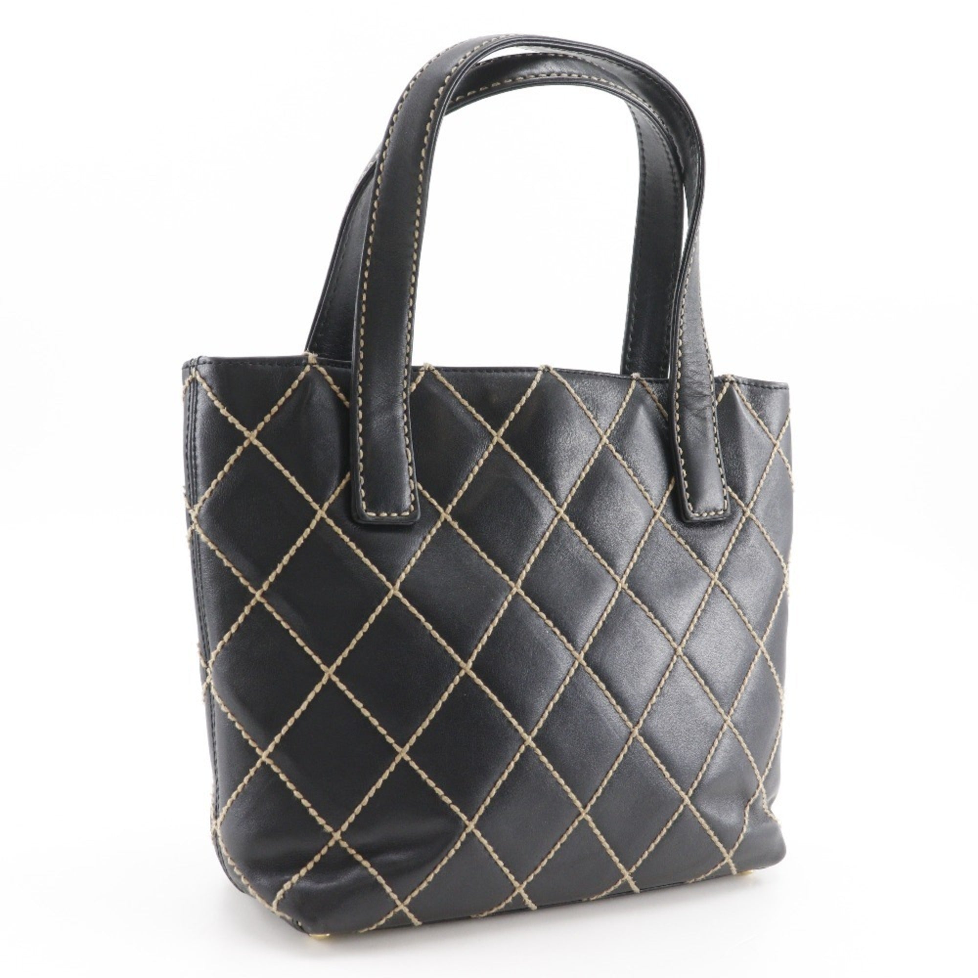Chanel Wild Stitch Black Leather Handbag (Pre-Owned)