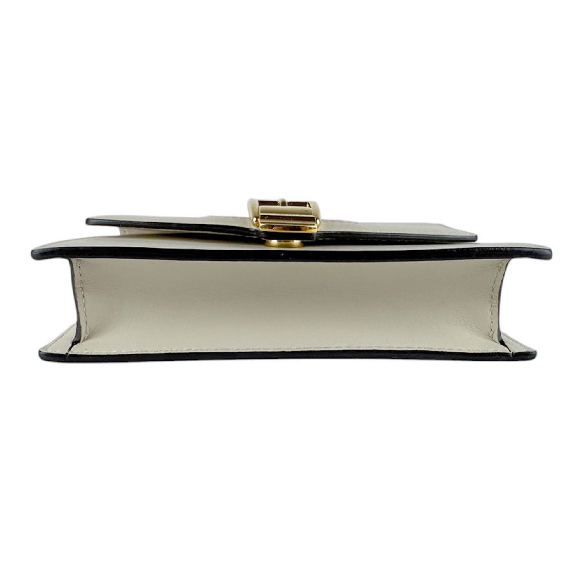 Gucci Gold Ivory Leather Metal Shoulder Bag (Pre-Owned)