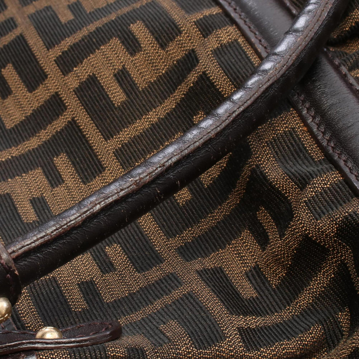 Fendi Brown Canvas Leather Handbag Shoulder Bag (Pre-Owned)