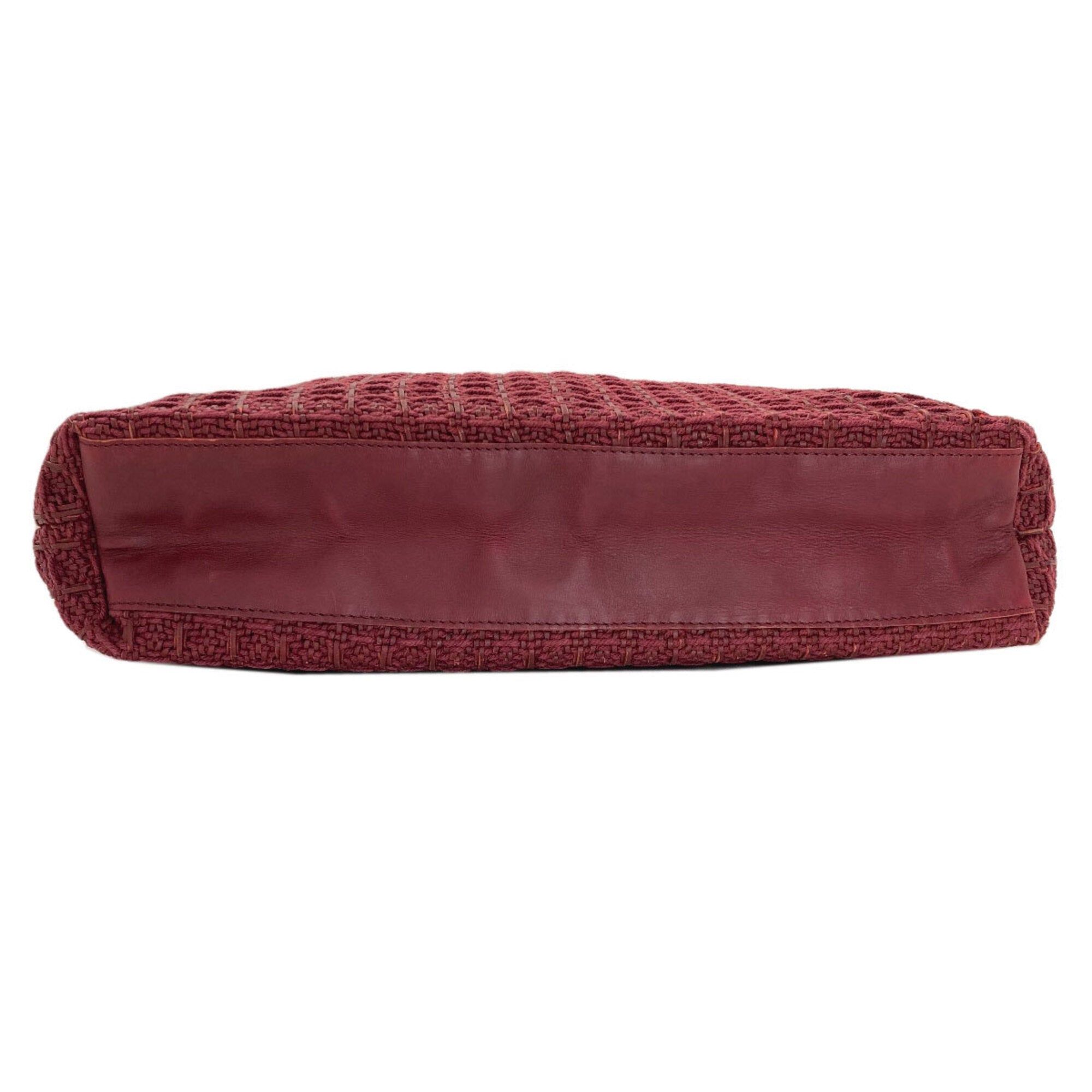 Hermes Bordeaux Canvas Handbag (Pre-Owned)