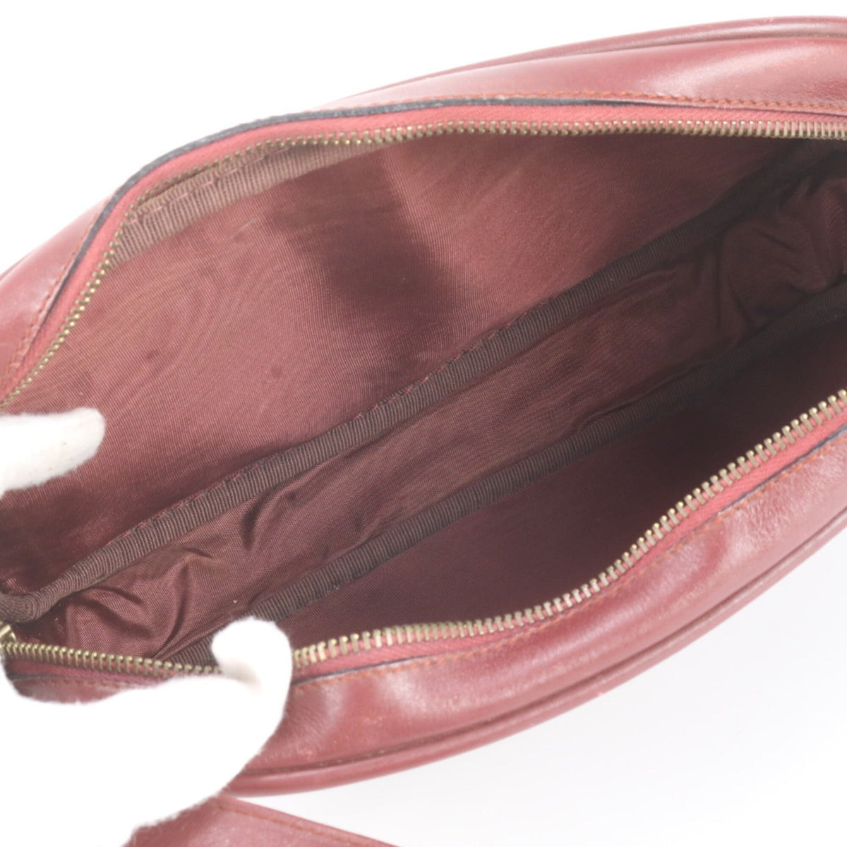 Cartier Wine Red Leather Crossbody Bag Shoulder Bag (Pre-Owned)