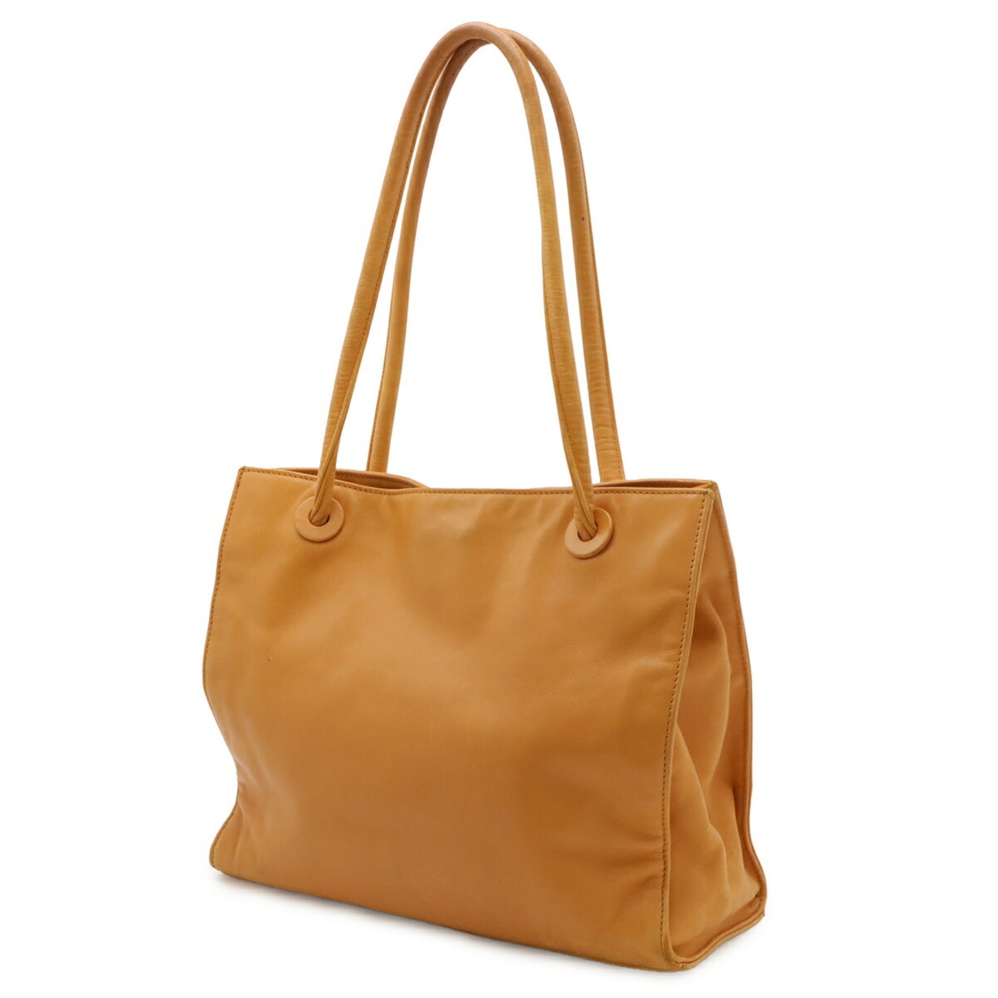 Chanel Mustard Leather Shoulder Bag Tote Bag (Pre-Owned)