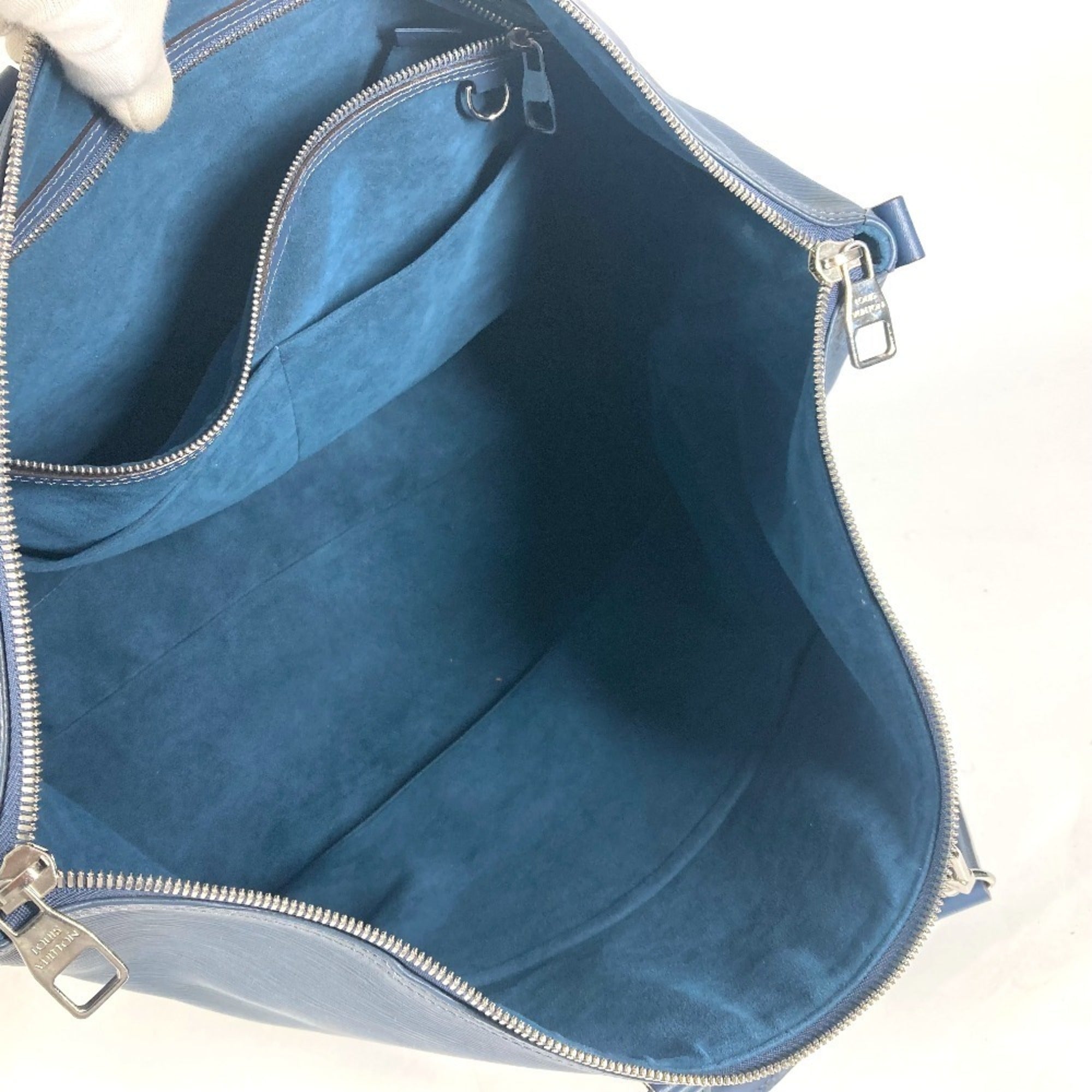 Louis Vuitton Navy Blue Epi Leather Boston Bag Handbag Shoulder Bag (Pre-Owned)