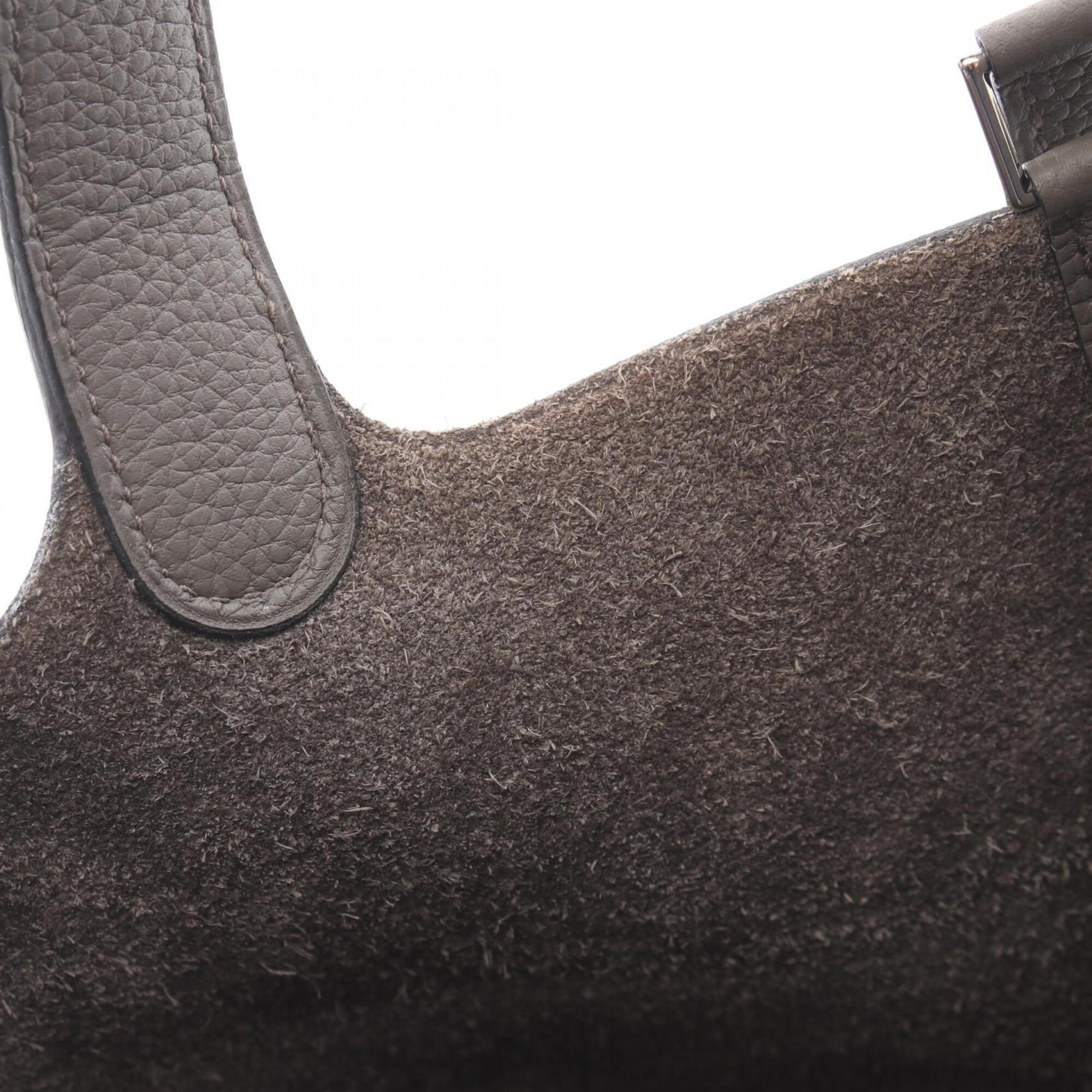 Hermes Etain Gray Leather Handbag (Pre-Owned)