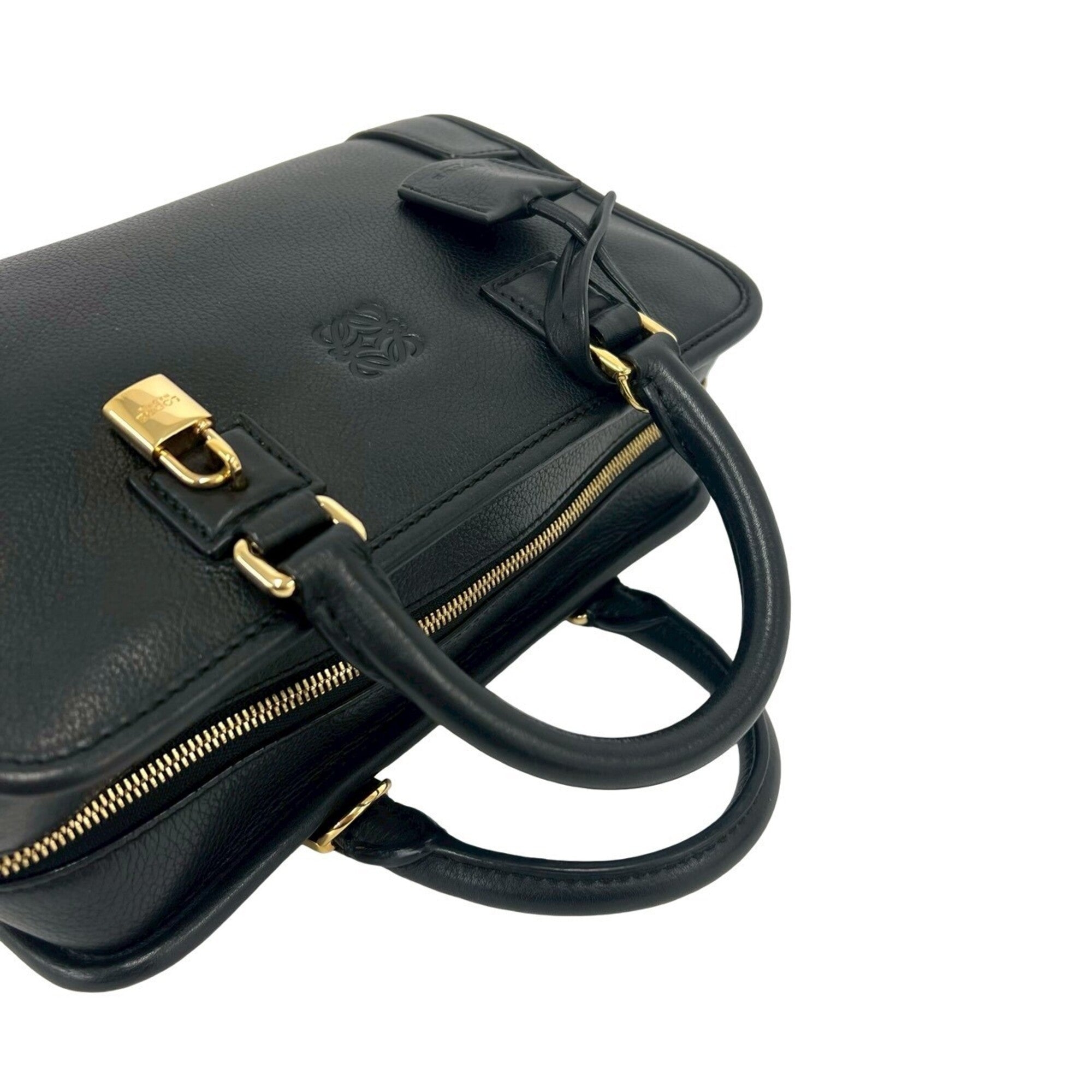 Loewe Black Leather Boston Bag Handbag Shoulder Bag (Pre-Owned)
